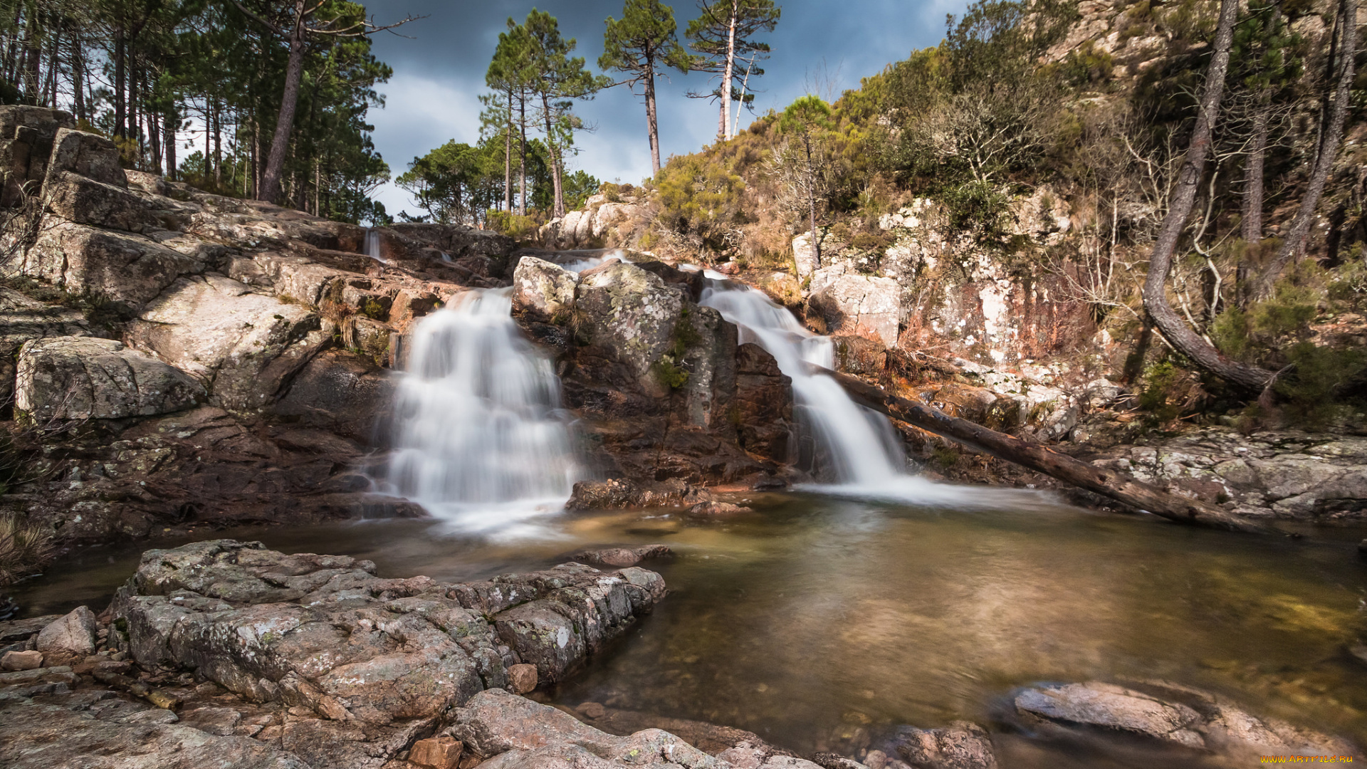природа, водопады, водопад, река, лес