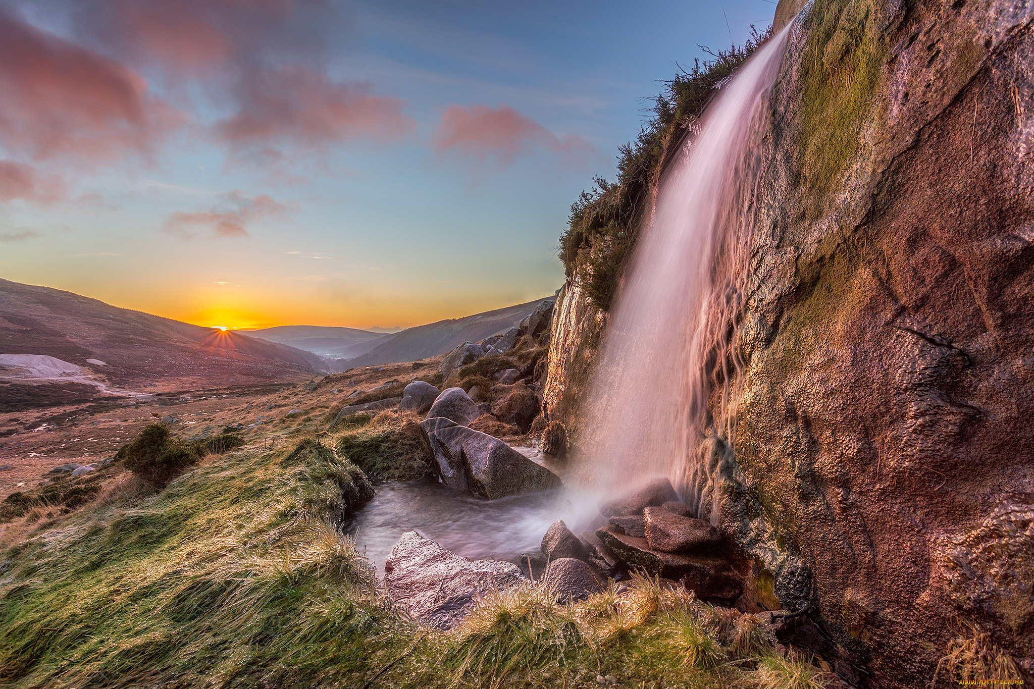 природа, водопады, лес, река, водопад