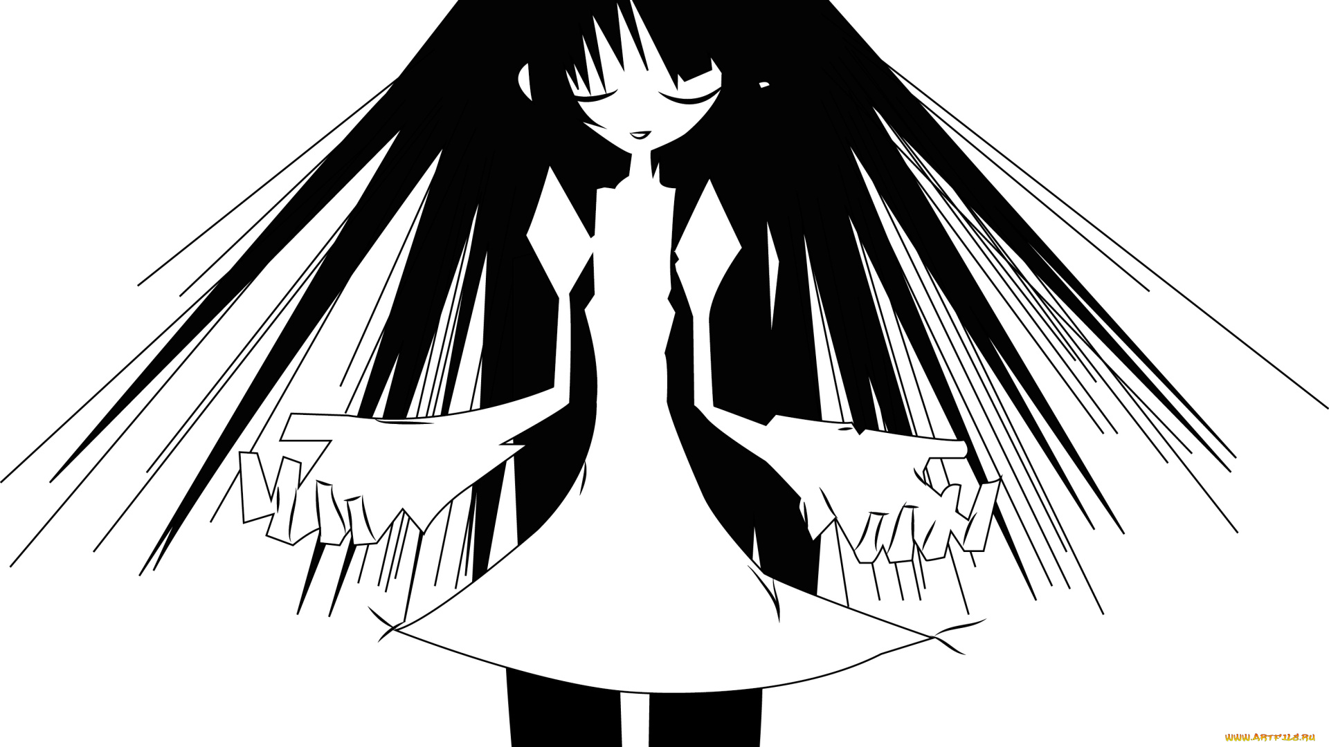 аниме, bakemonogatari, девушка, взгляд, фон