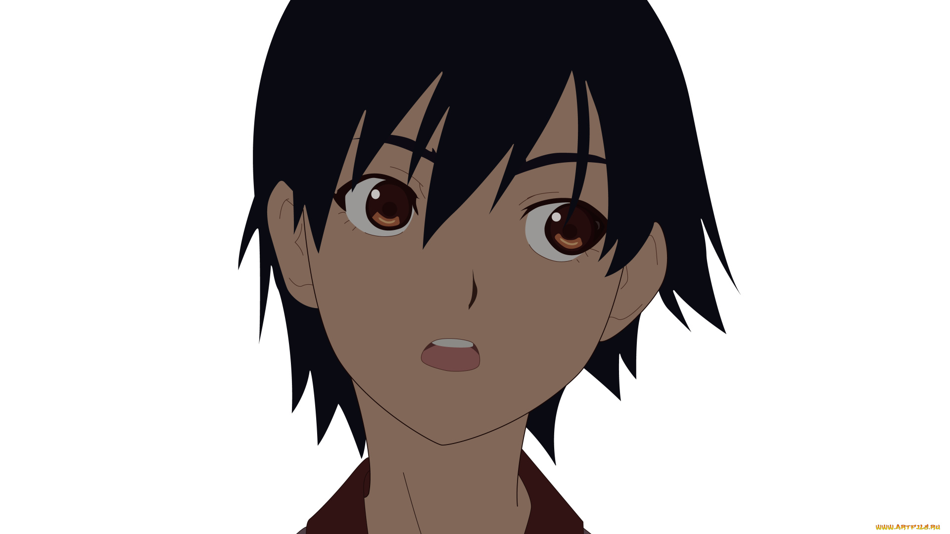 аниме, bakemonogatari, девушка, взгляд, фон