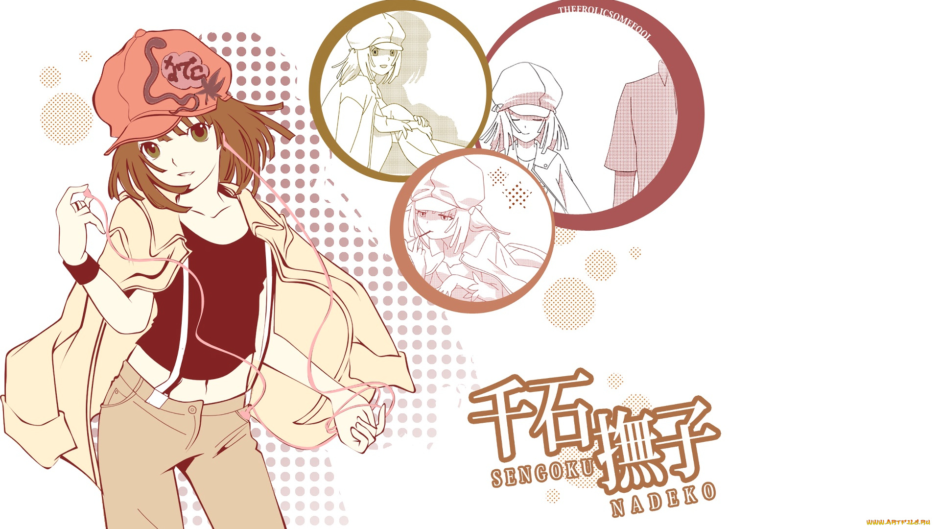 аниме, bakemonogatari, девушка, взгляд, фон