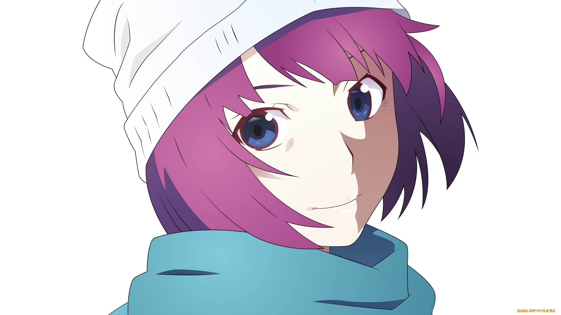 аниме, bakemonogatari, девушка, взгляд, фон