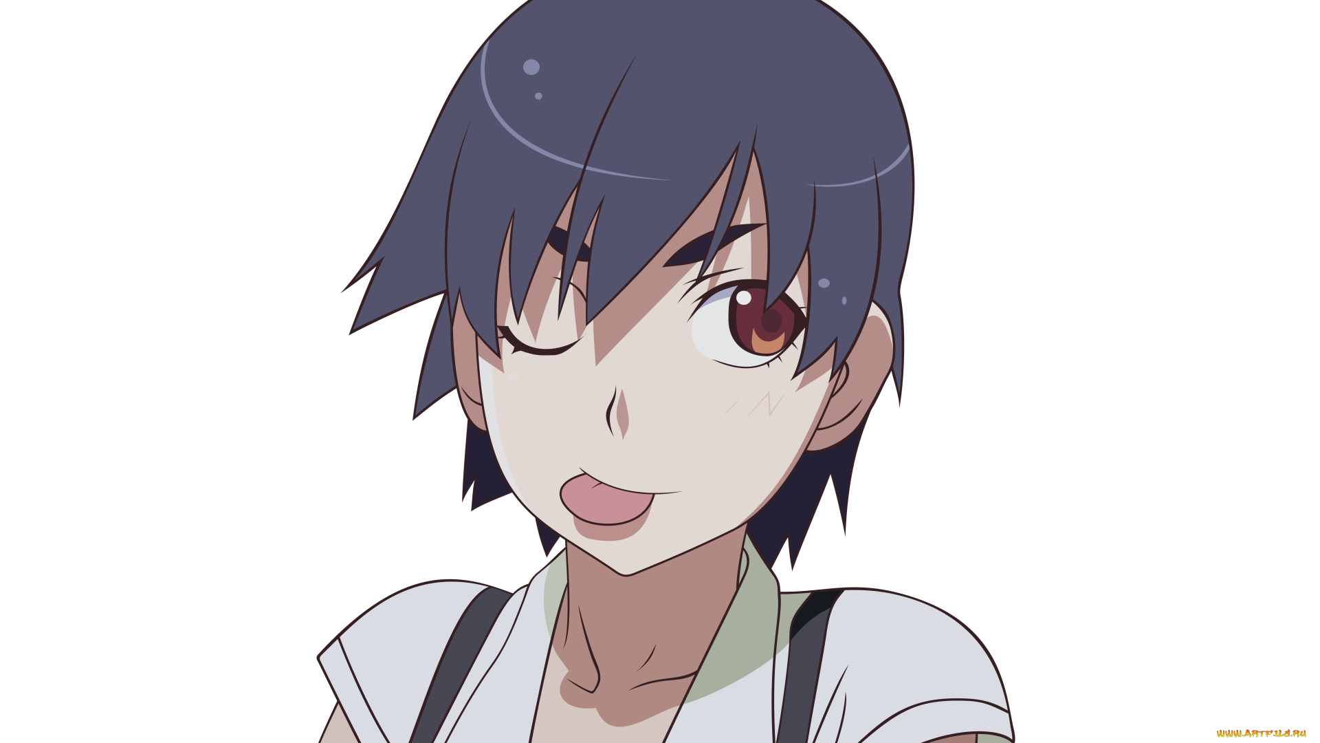 аниме, bakemonogatari, фон, девушка, взгляд