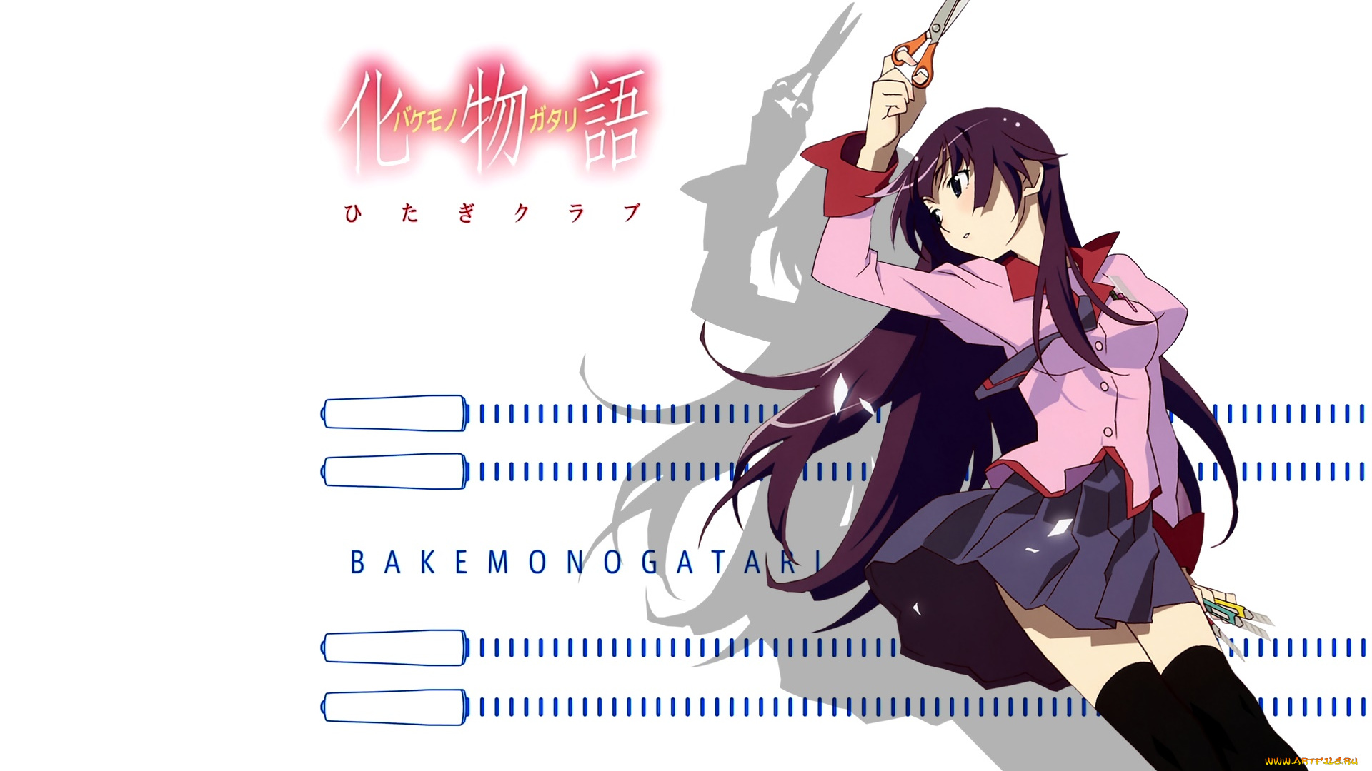 аниме, bakemonogatari, фон, девушка, взгляд