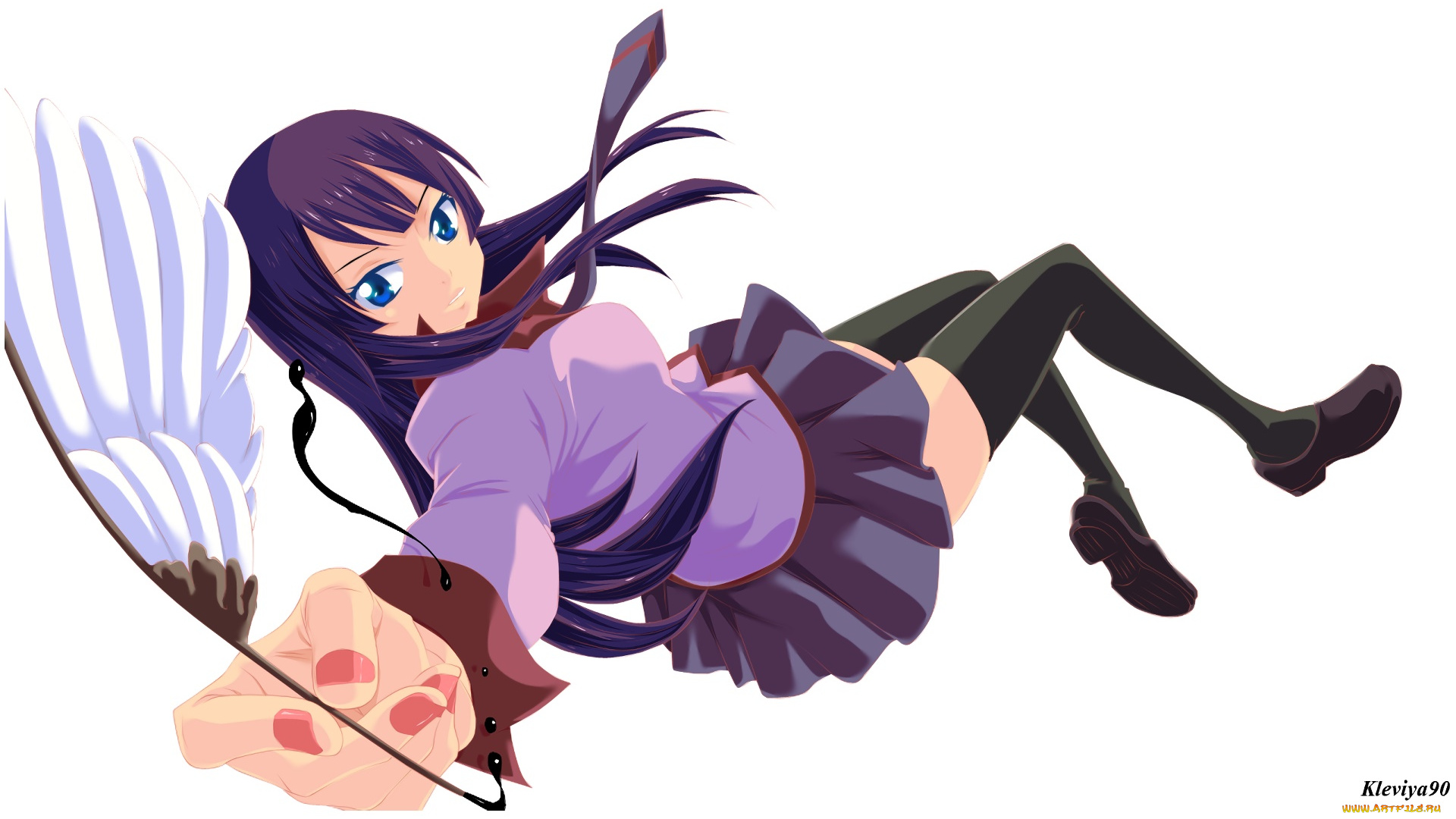 аниме, bakemonogatari, фон, взгляд, девушка