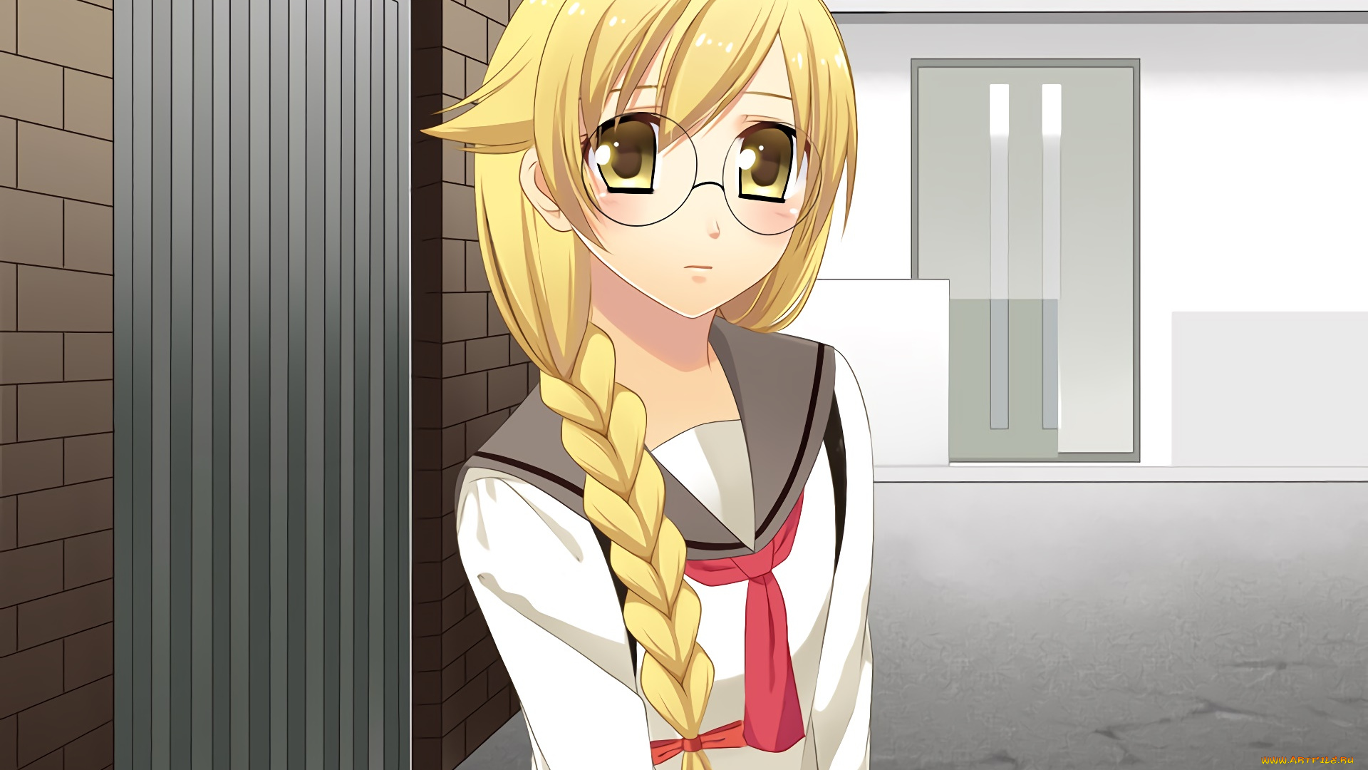 аниме, bakemonogatari, фон, взгляд, девушка