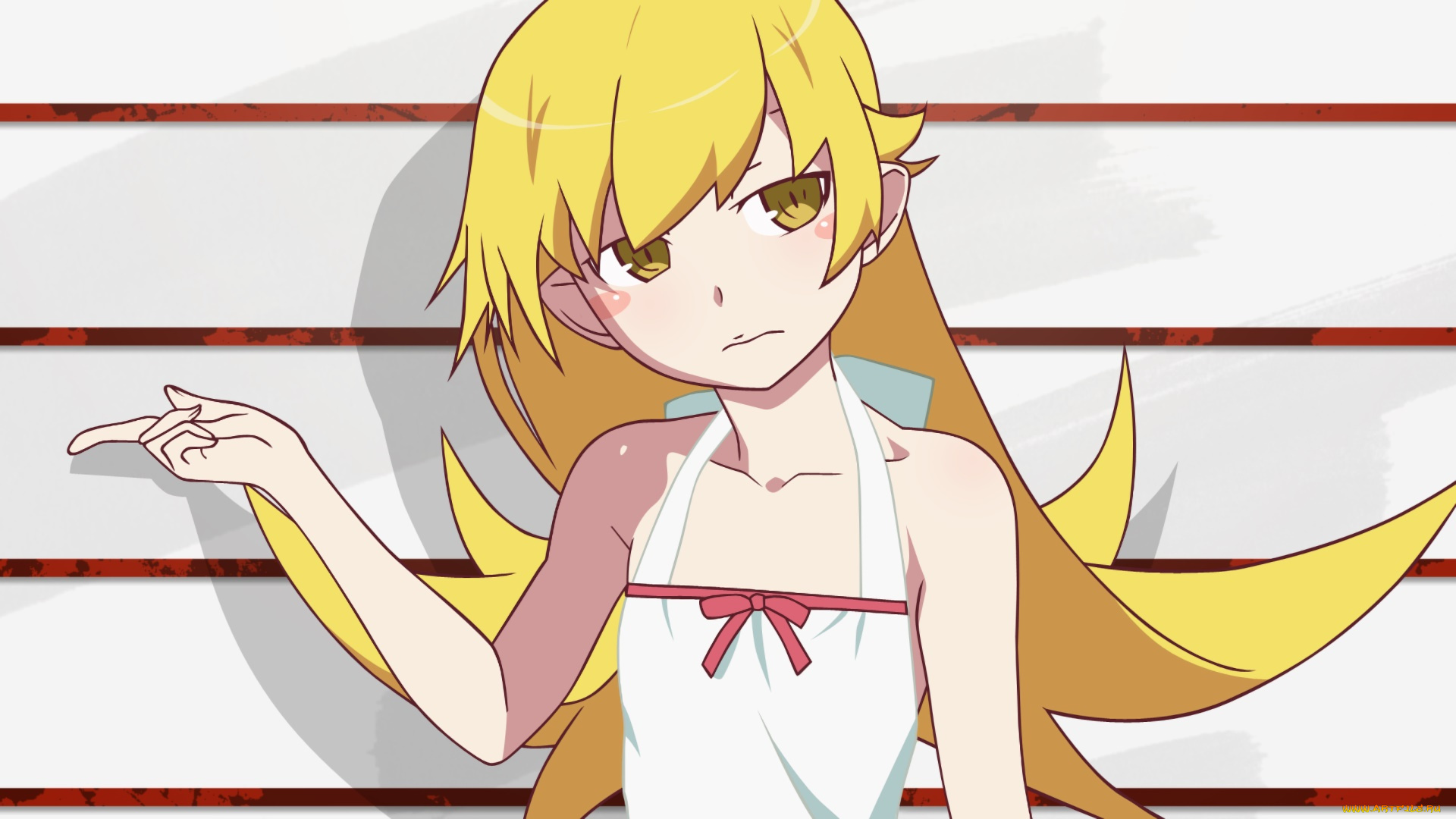 аниме, bakemonogatari, фон, взгляд, девушка