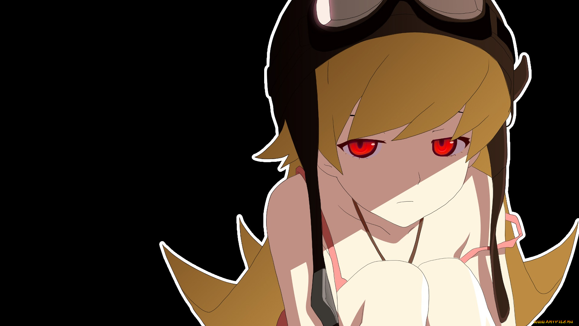 аниме, bakemonogatari, фон, взгляд, девушка