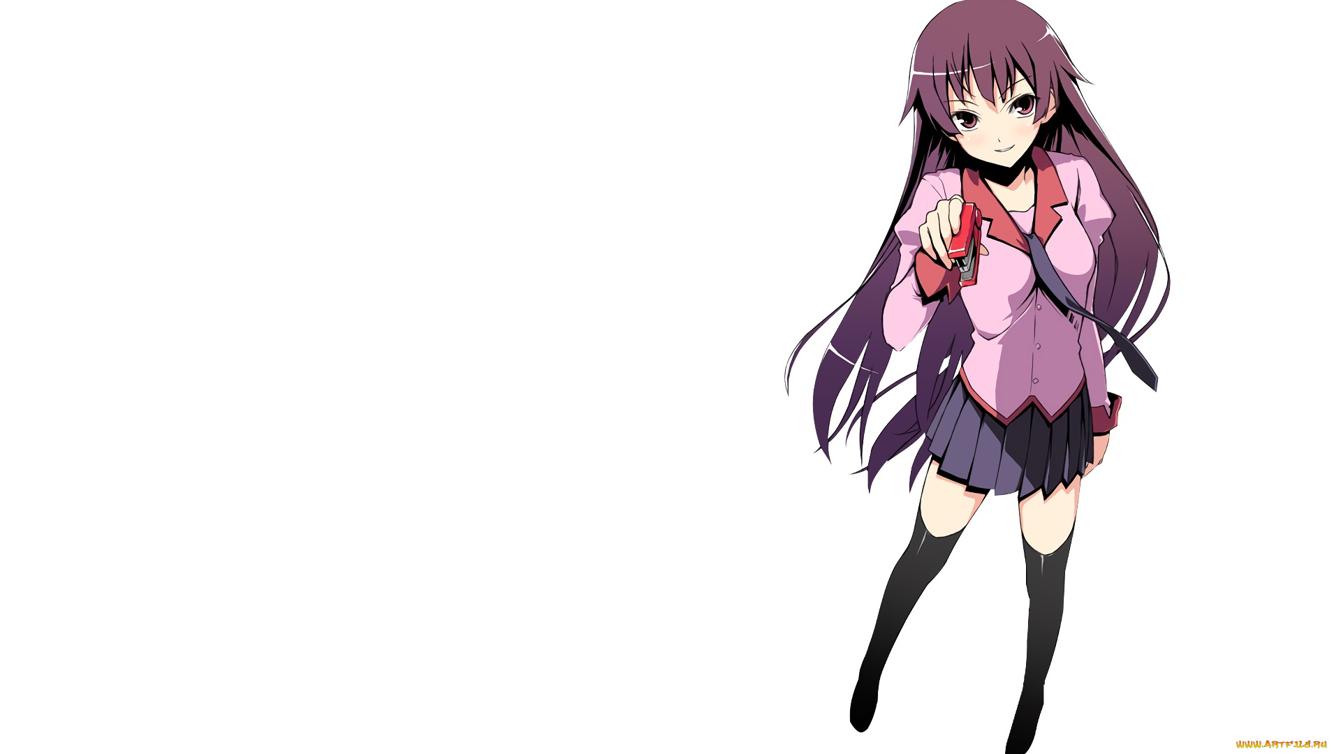 аниме, bakemonogatari, фон, взгляд, девушка