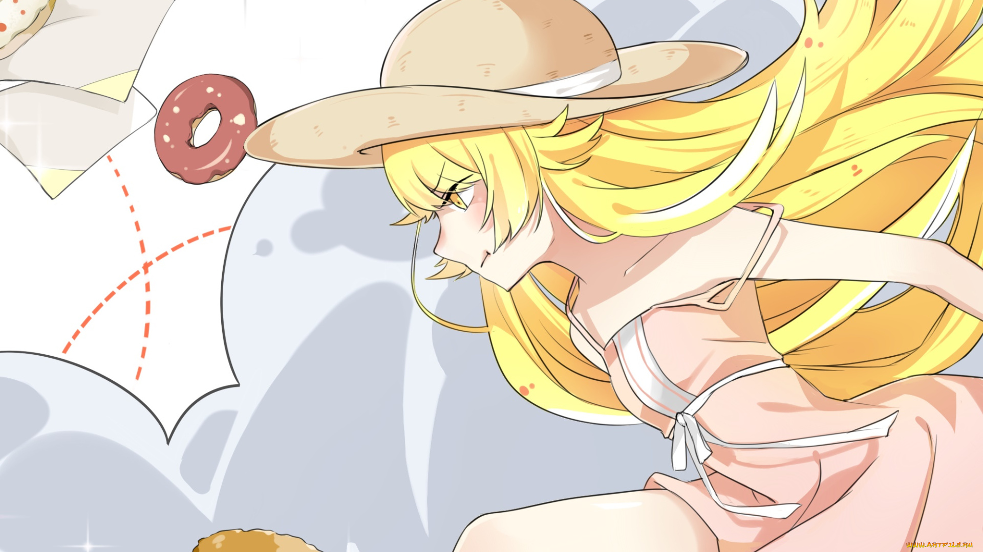 аниме, bakemonogatari, фон, взгляд, девушка