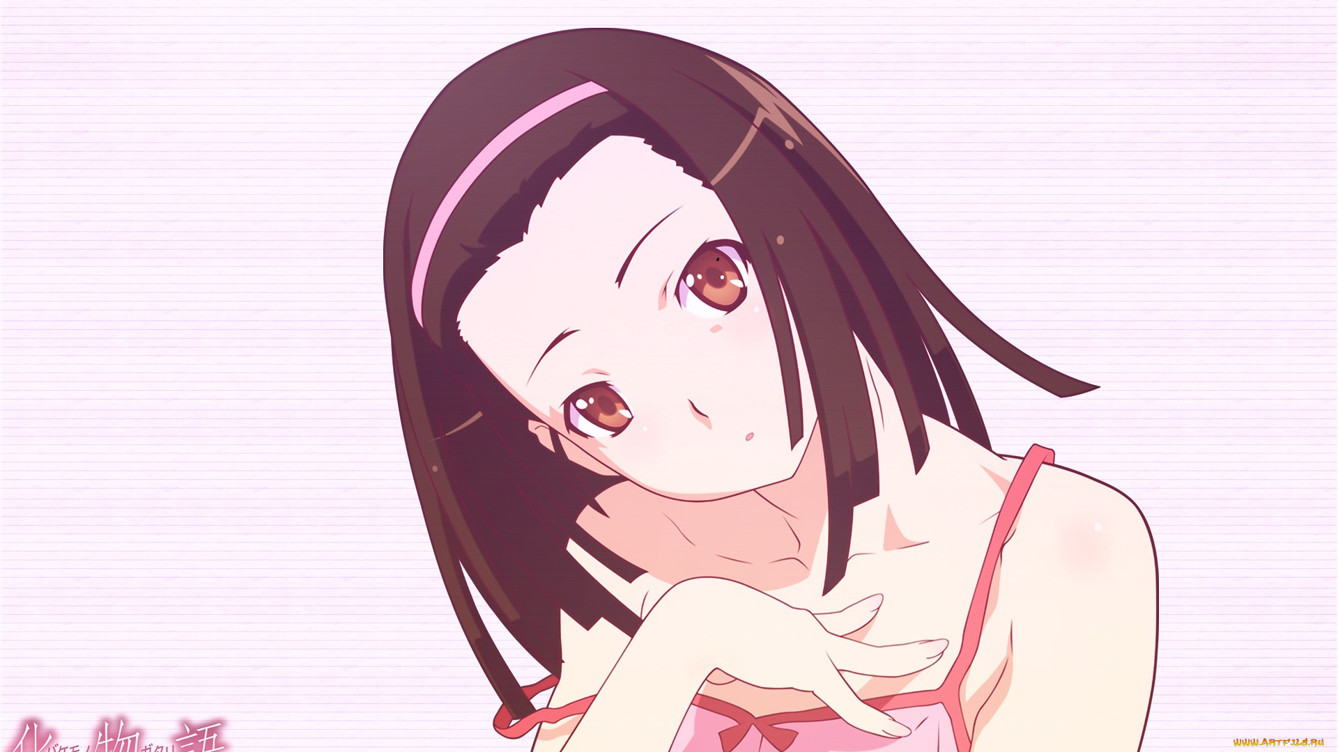 аниме, bakemonogatari, фон, взгляд, девушка