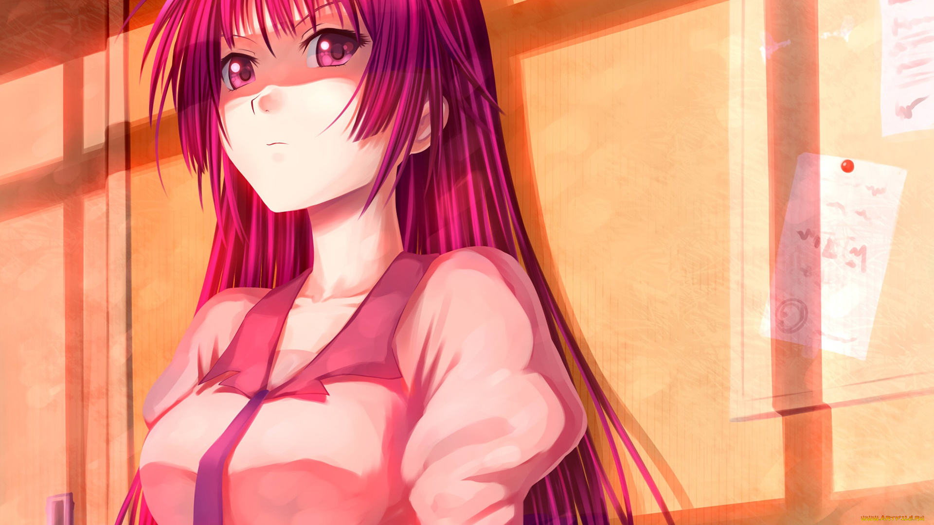 аниме, bakemonogatari, фон, взгляд, девушка