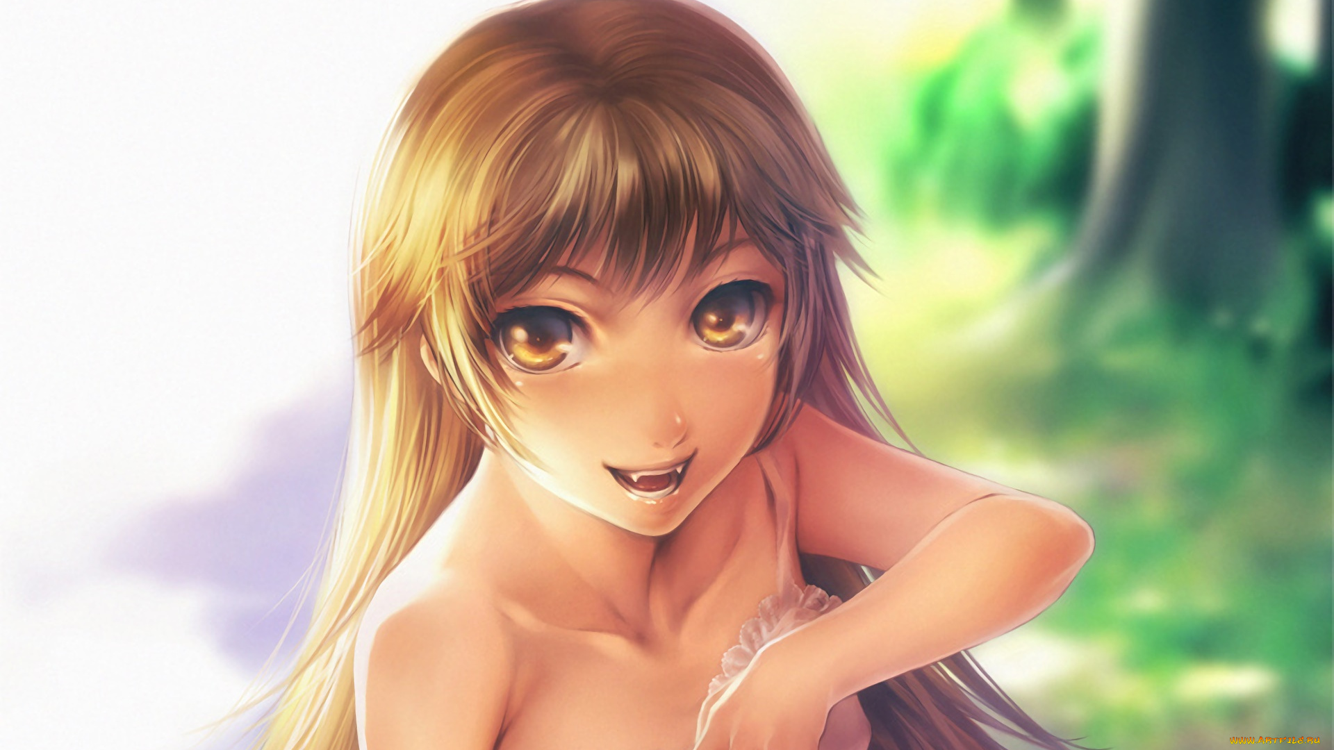 аниме, bakemonogatari, взгляд, девушка, фон