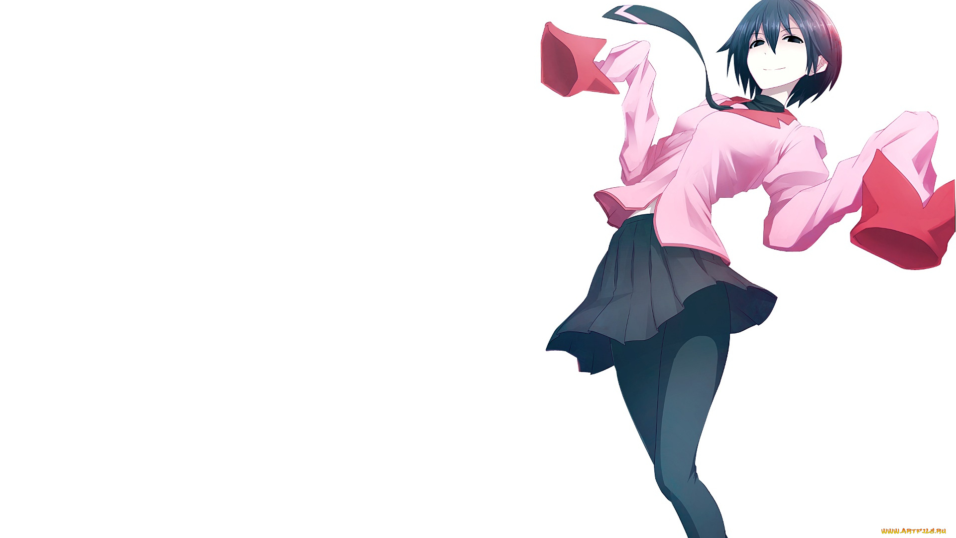 аниме, bakemonogatari, взгляд, девушка, фон