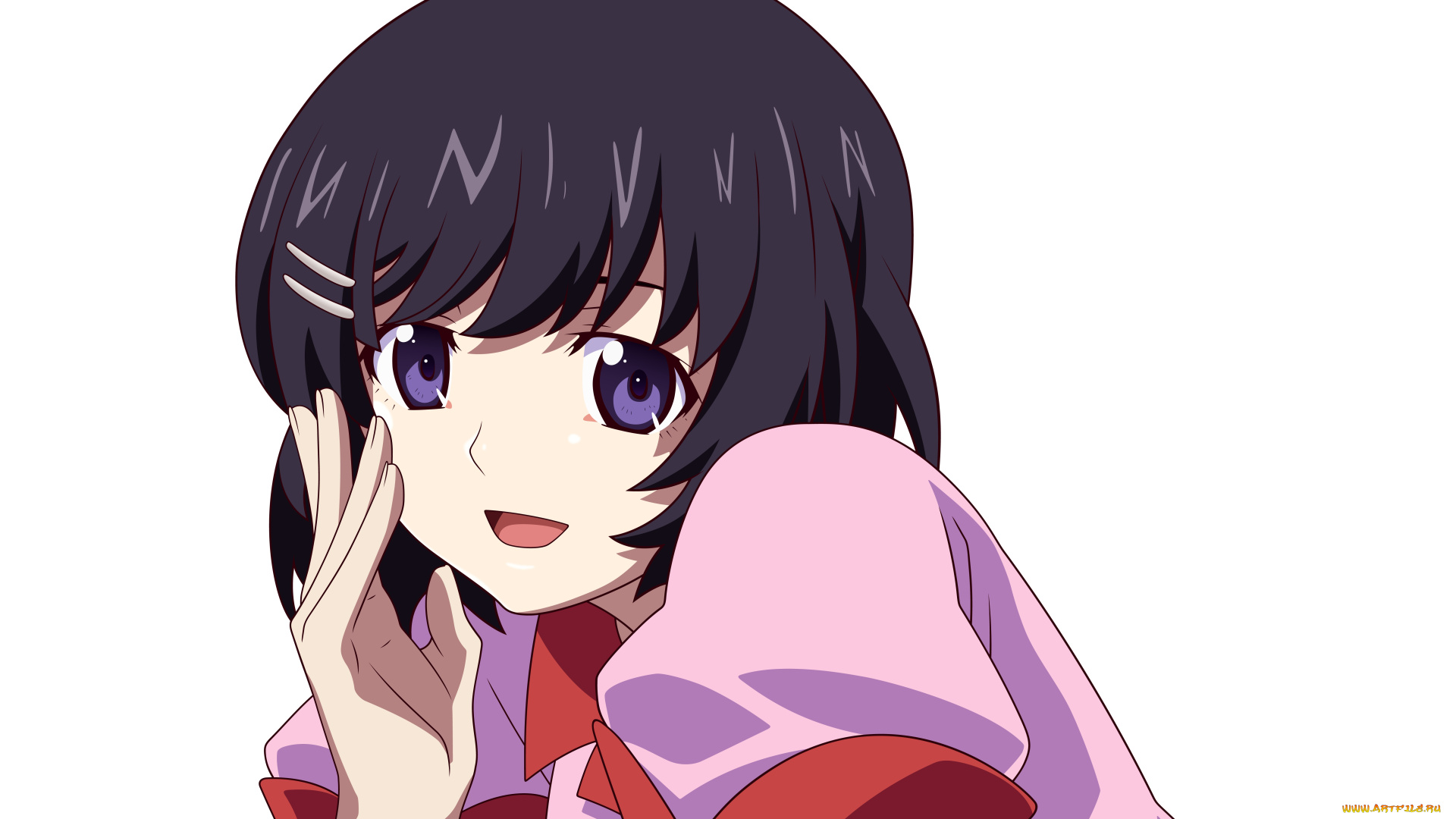 аниме, bakemonogatari, взгляд, девушка, фон