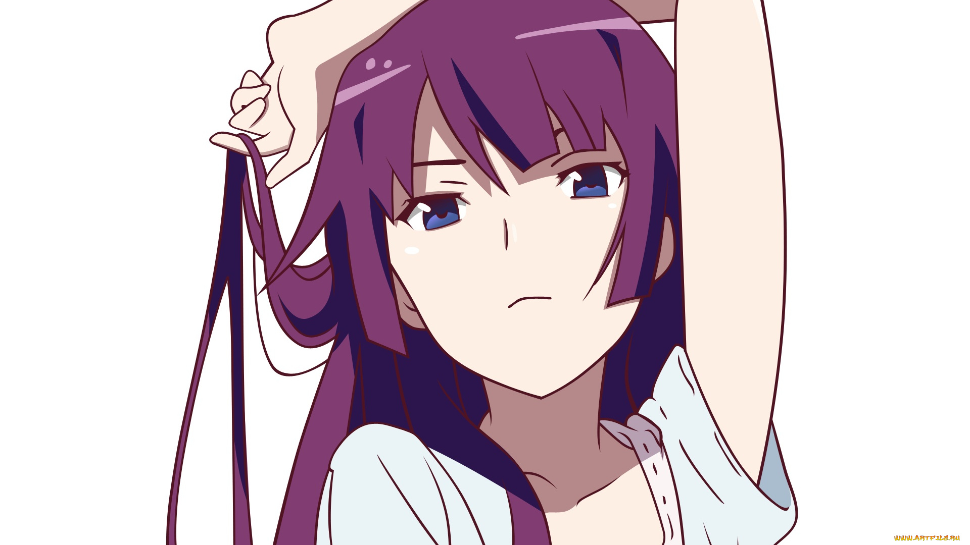 аниме, bakemonogatari, взгляд, фон, девушка