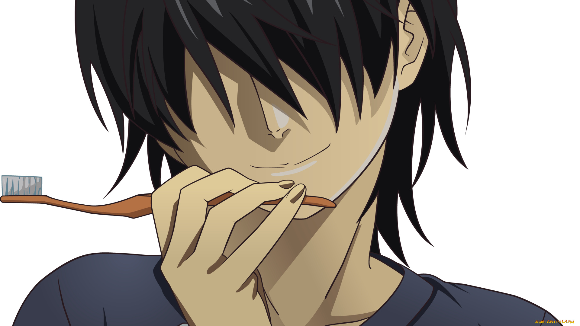 аниме, bakemonogatari, взгляд, парень, фон