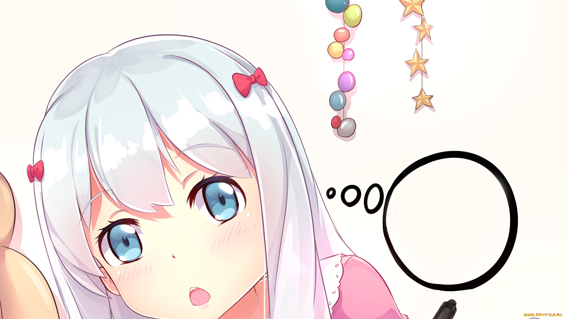 аниме, eromanga-sensei, девушка, взгляд, фон