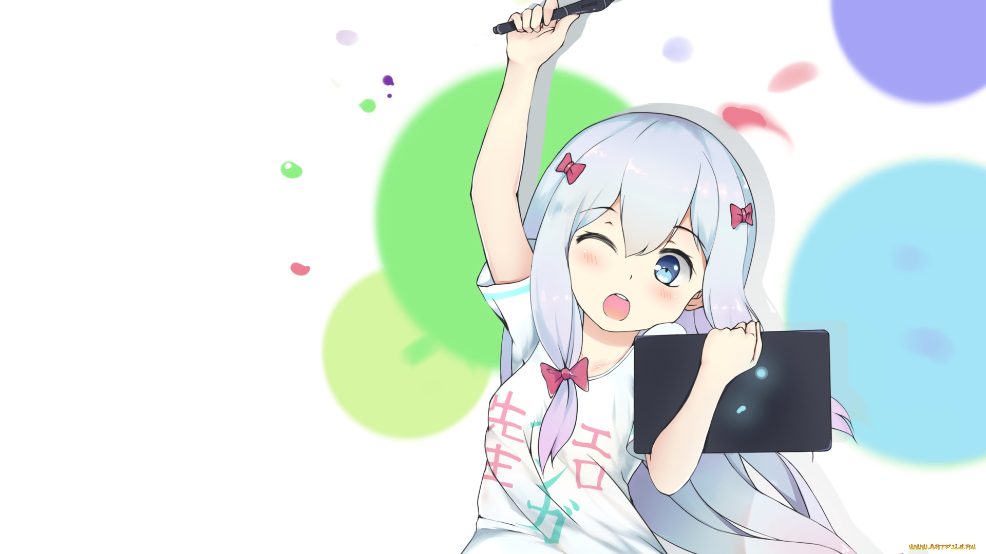 аниме, eromanga-sensei, девушка, взгляд, фон