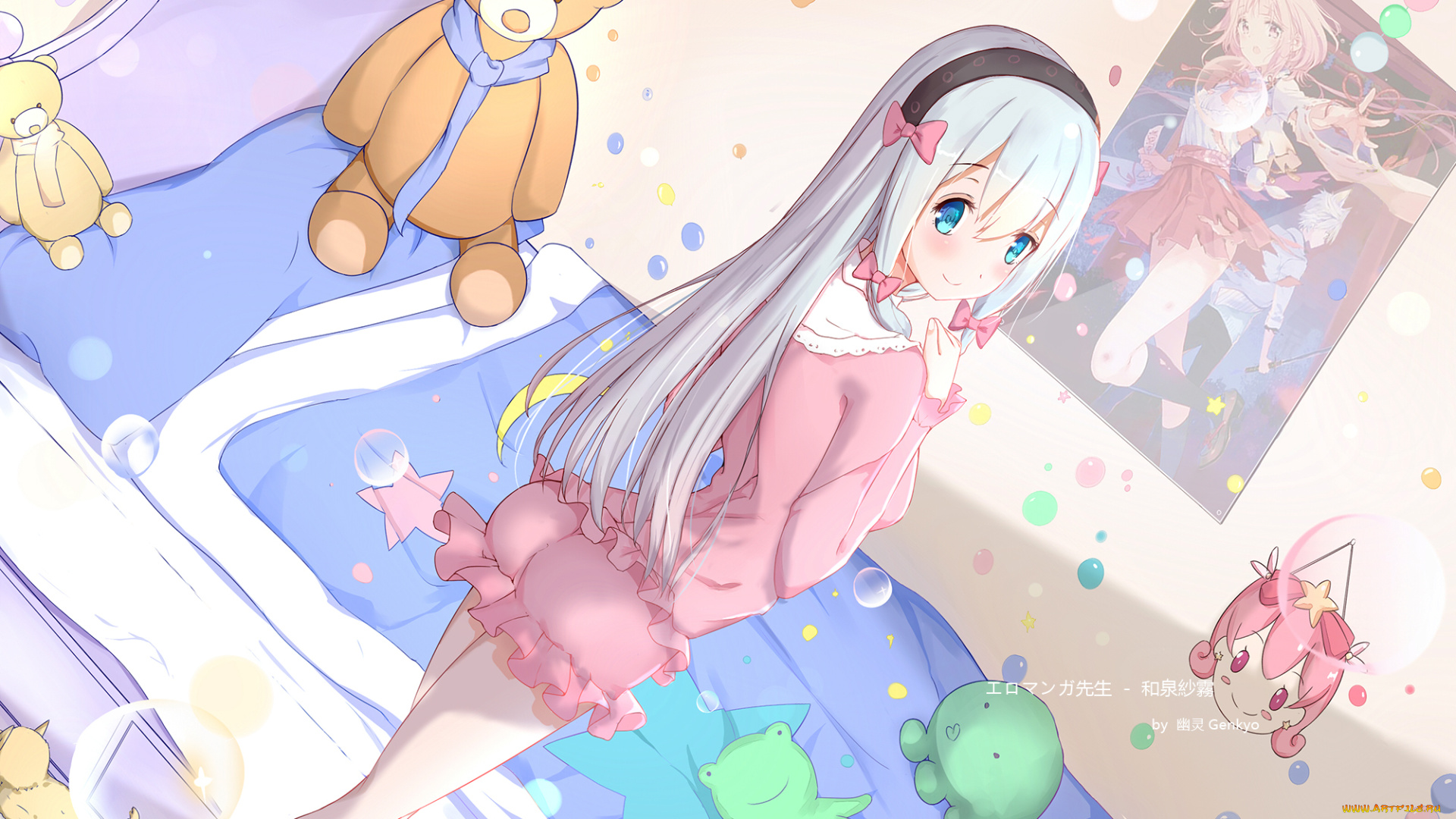 аниме, eromanga-sensei, взгляд, девушка, фон