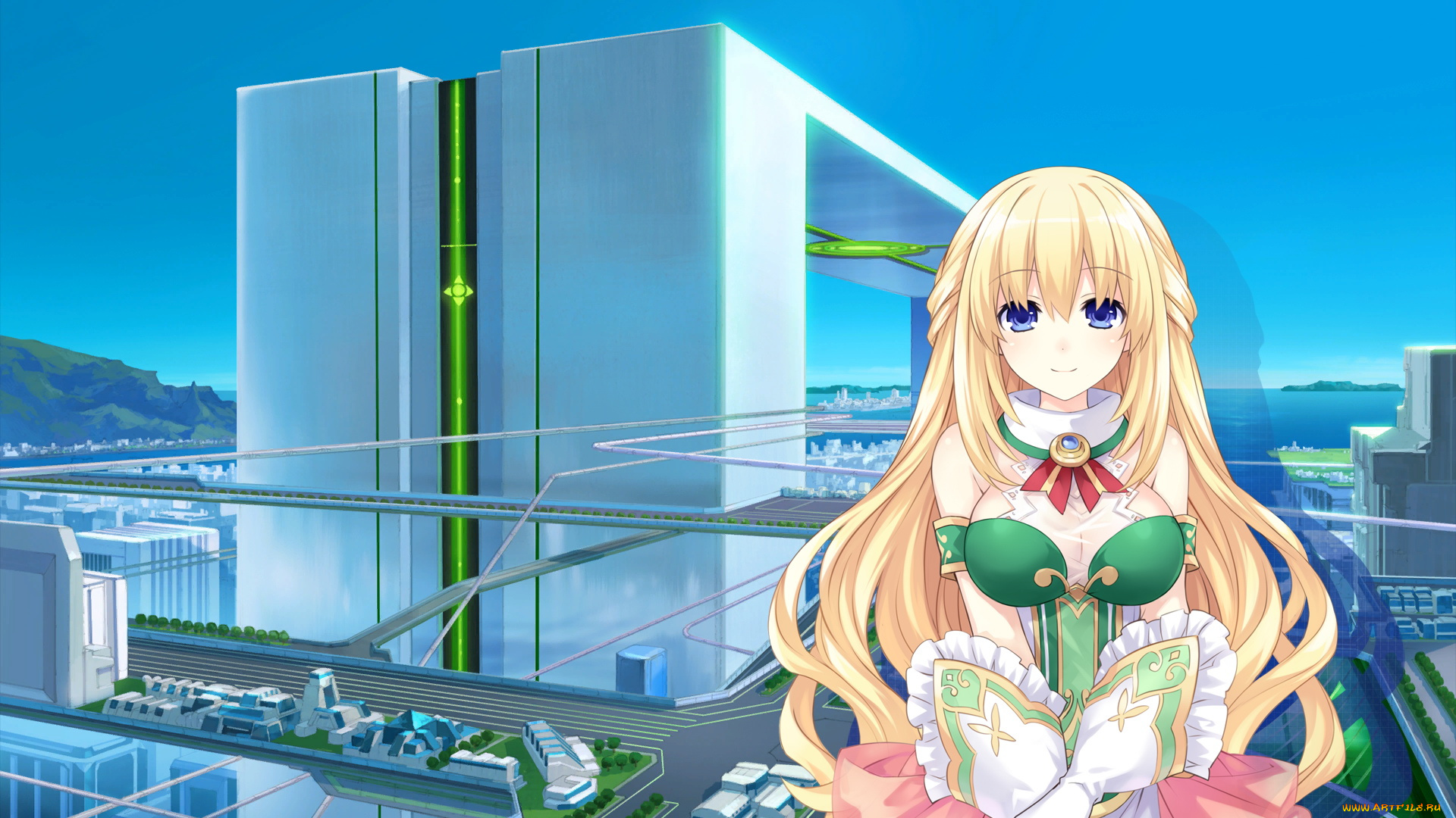 аниме, hyperdimension, neptunia, девушка, взгляд, фон