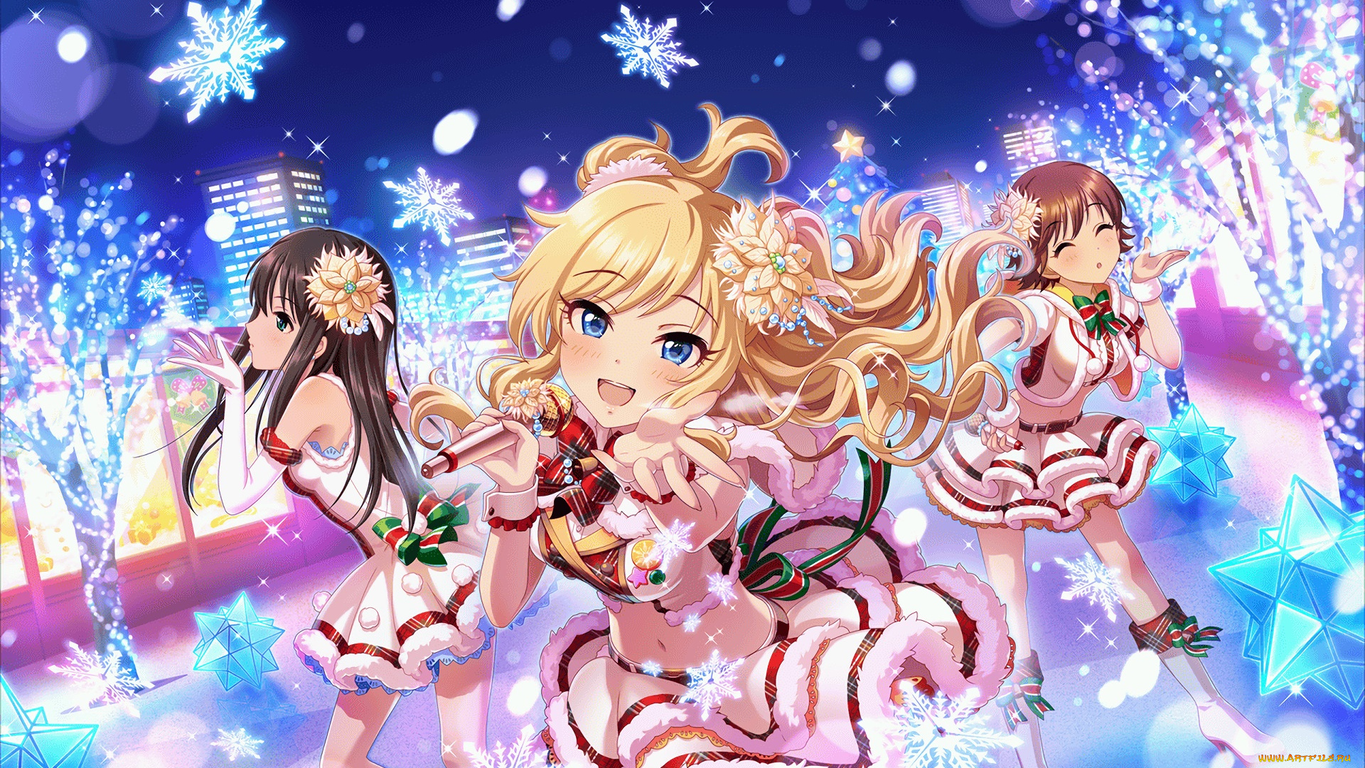 аниме, idolm@ster, взгляд, фон, девушки