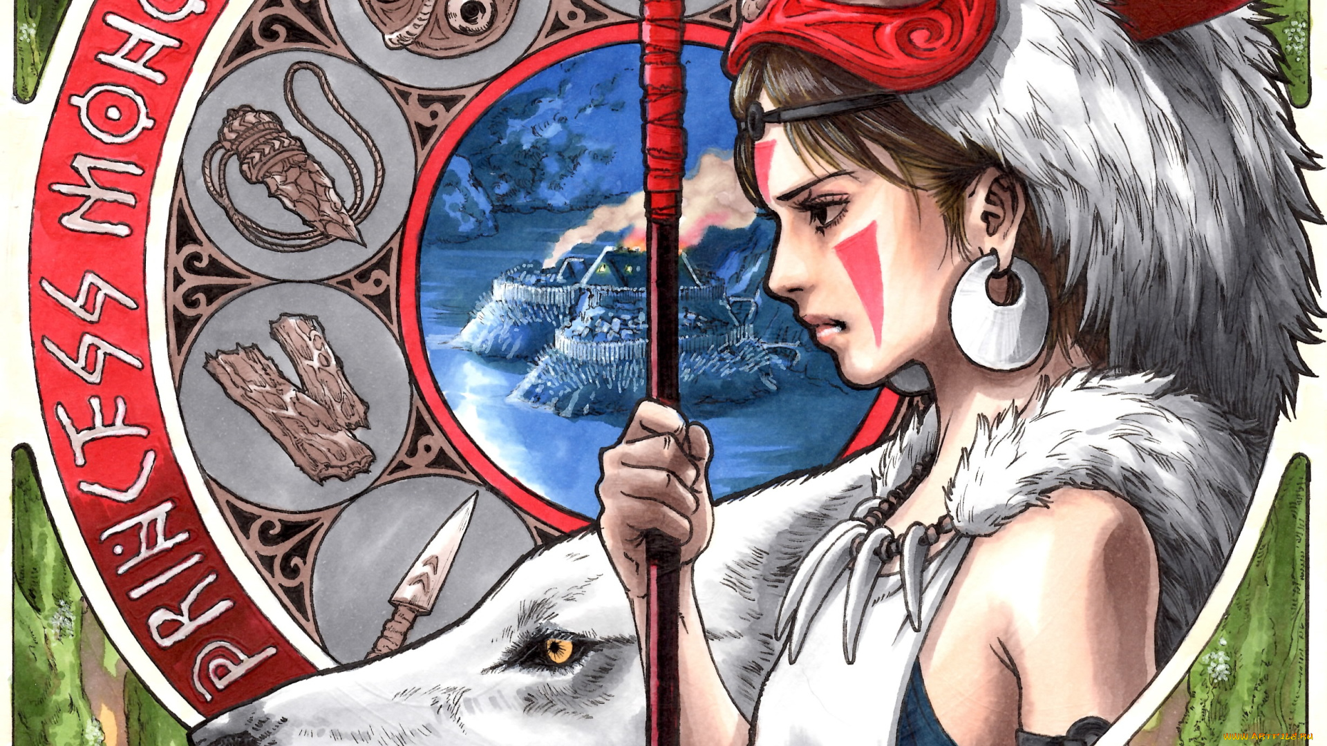 аниме, mononoke, hime, принцесса