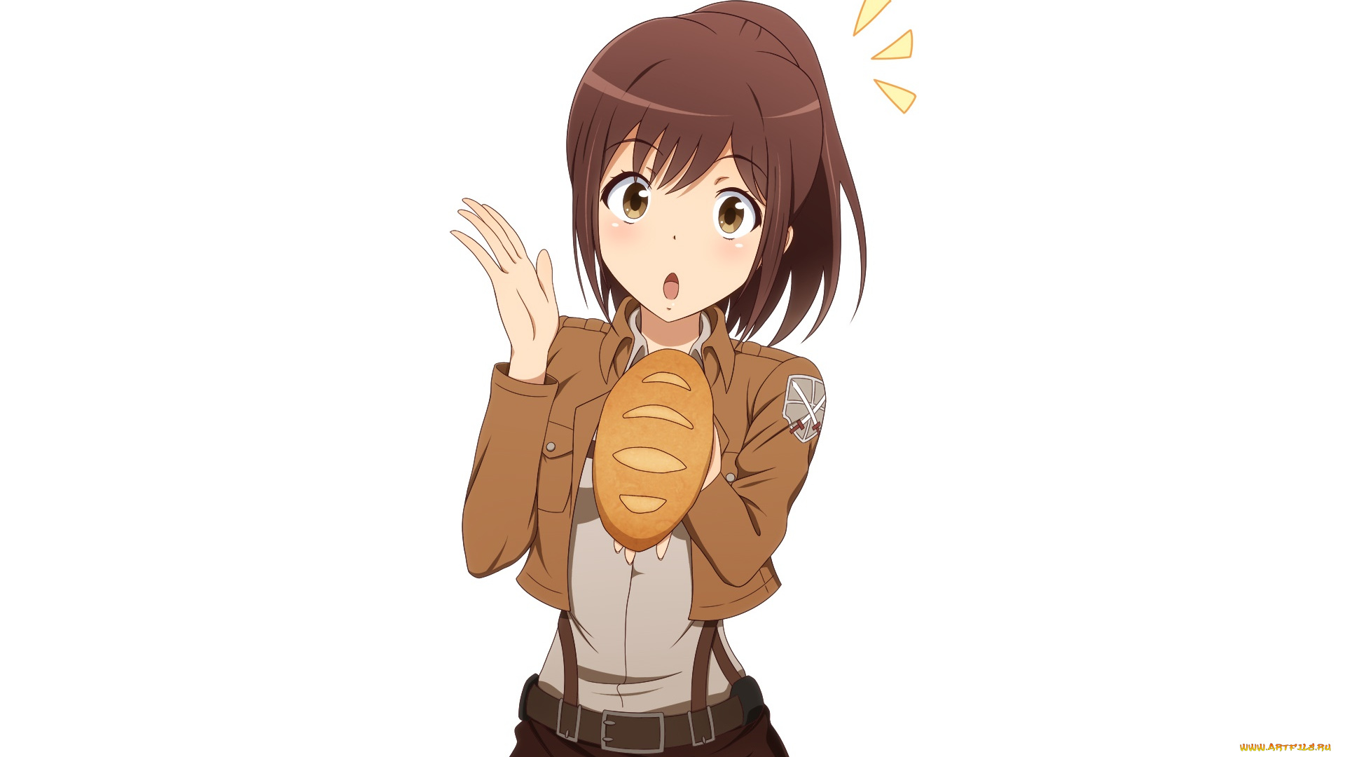 аниме, shingeki, no, kyojin, фон, взгляд, девушка