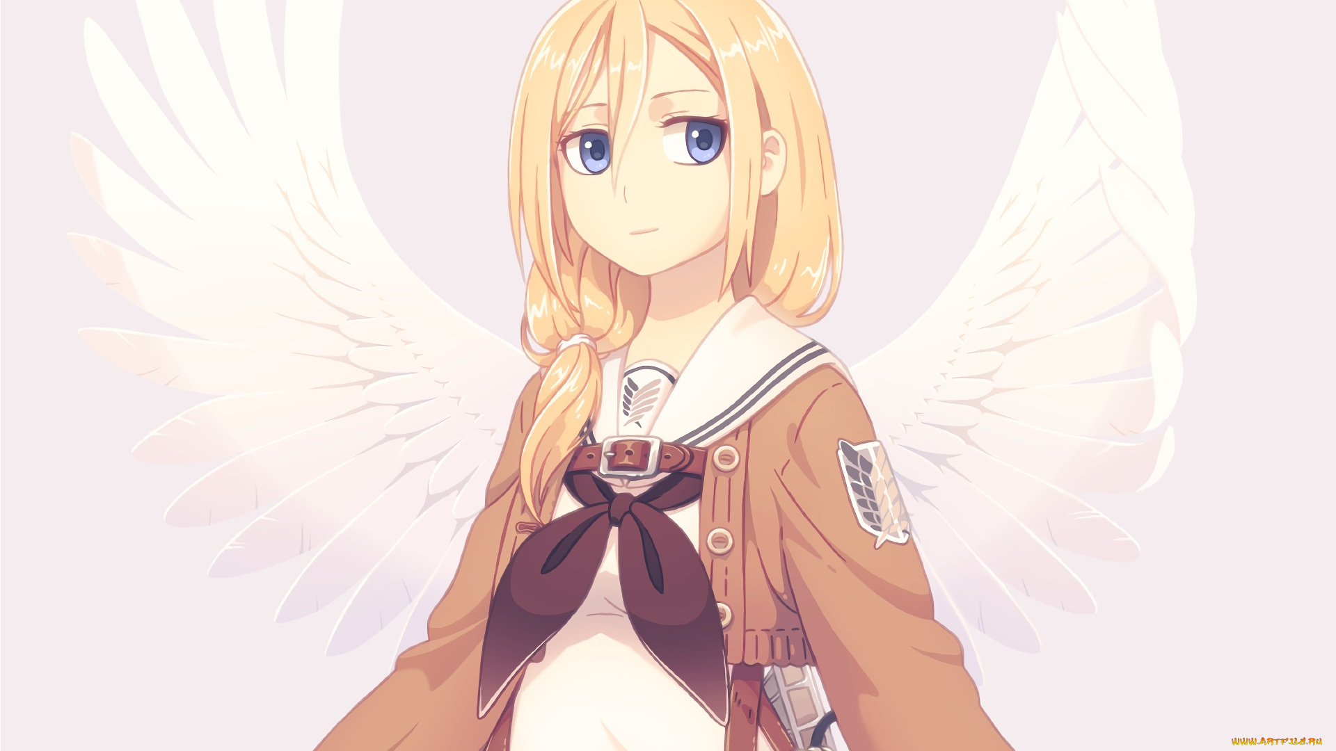 аниме, shingeki, no, kyojin, фон, взгляд, девушка