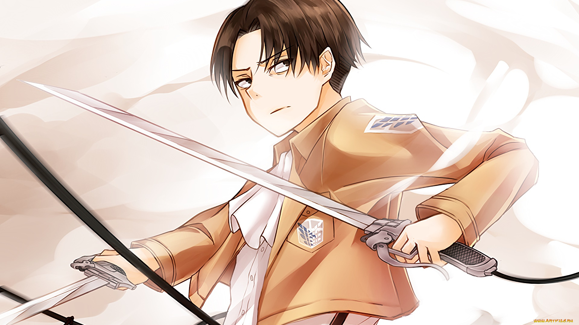 аниме, shingeki, no, kyojin, фон, взгляд, парень