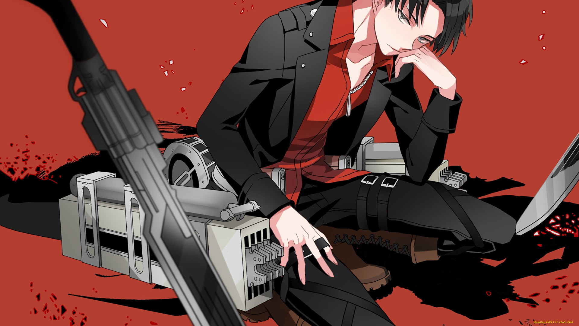 аниме, shingeki, no, kyojin, фон, взгляд, парень