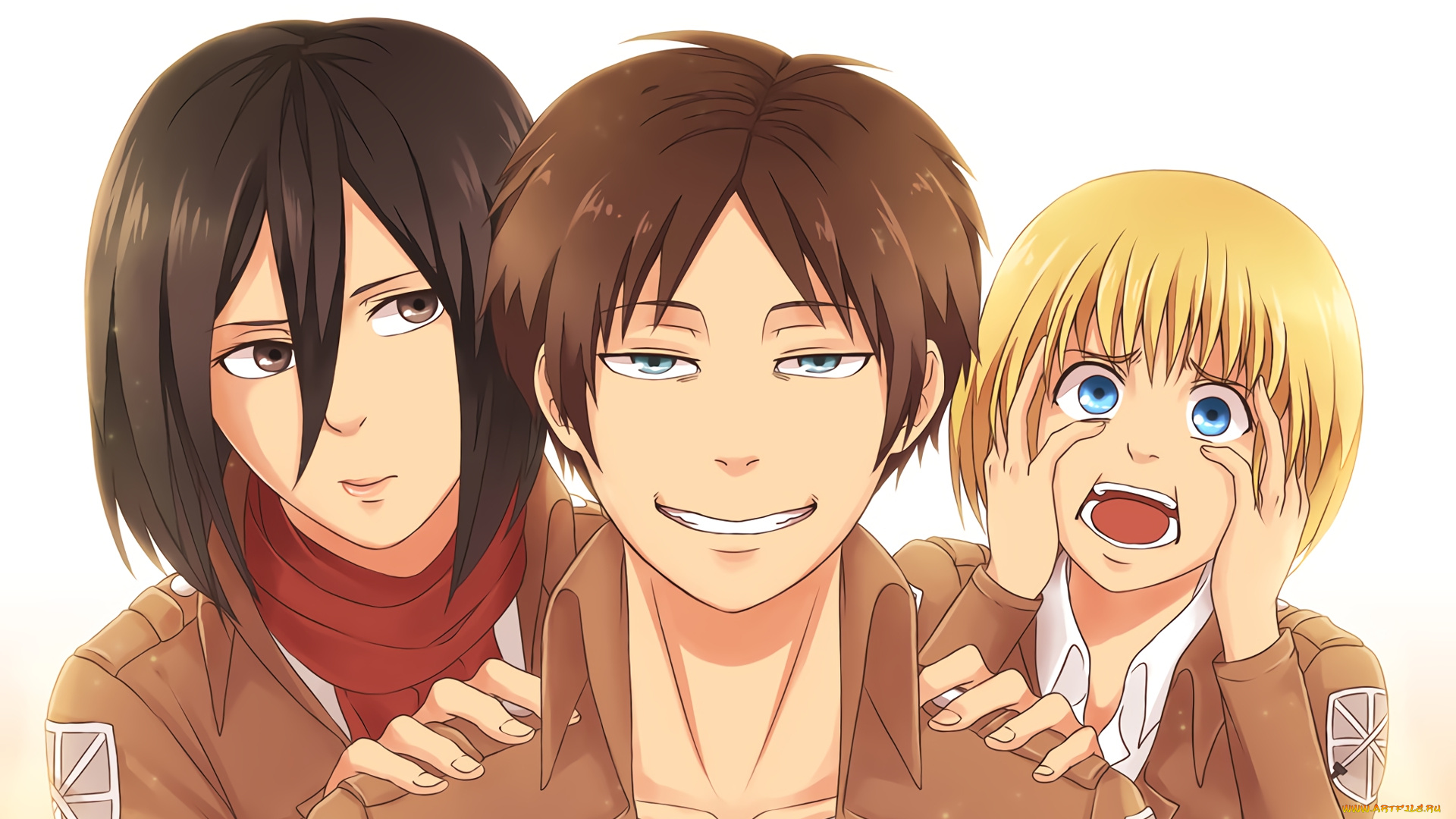 аниме, shingeki, no, kyojin, фон, взгляд, парень