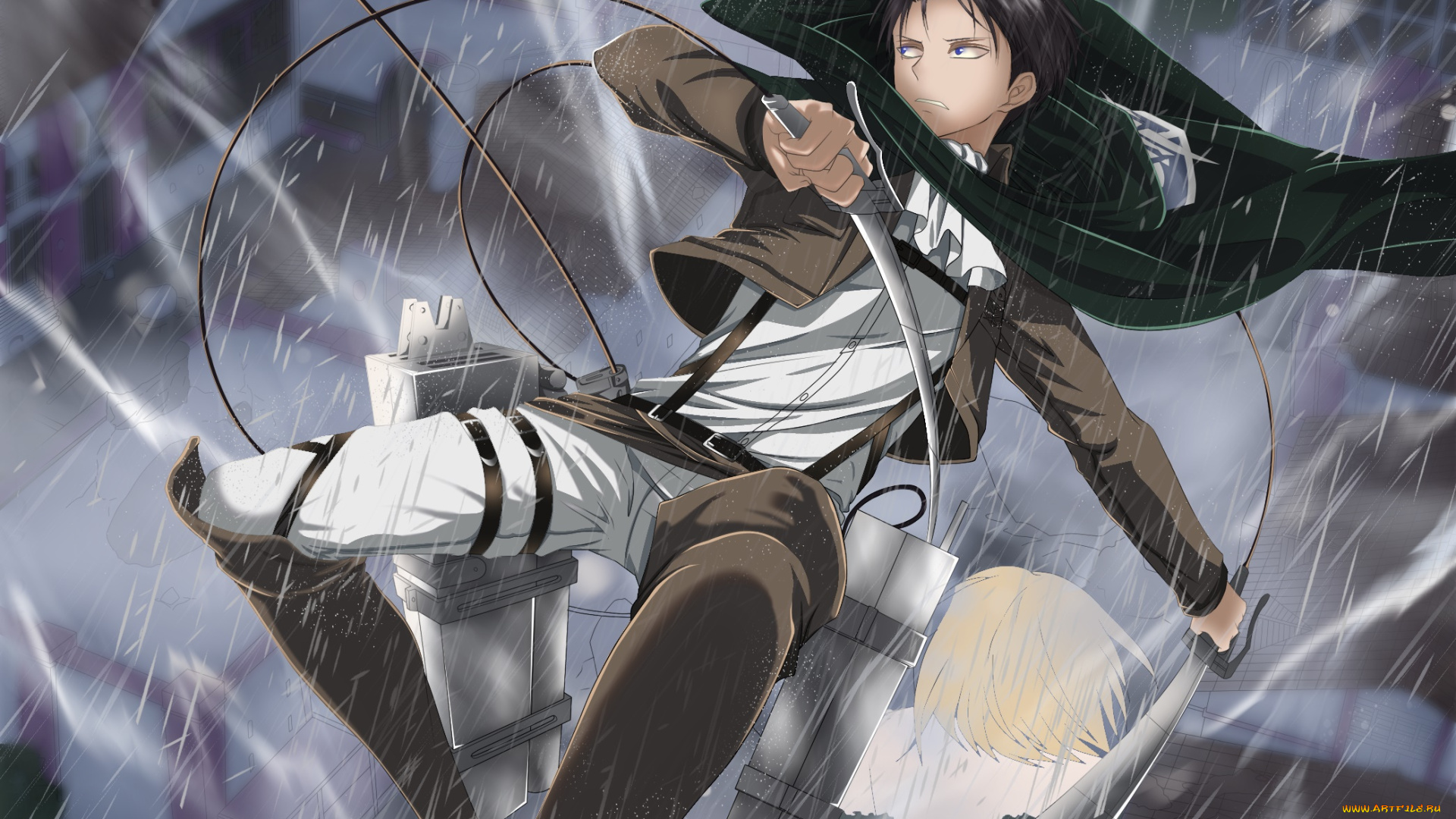 аниме, shingeki, no, kyojin, парень, взгляд, фон