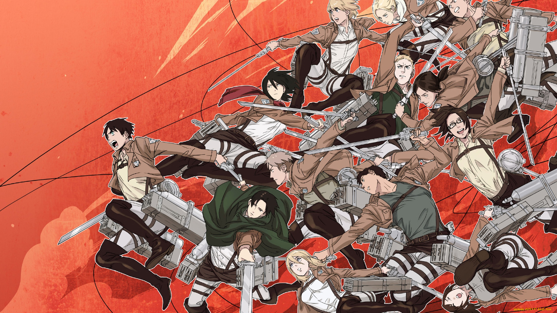 аниме, shingeki, no, kyojin, персонажи