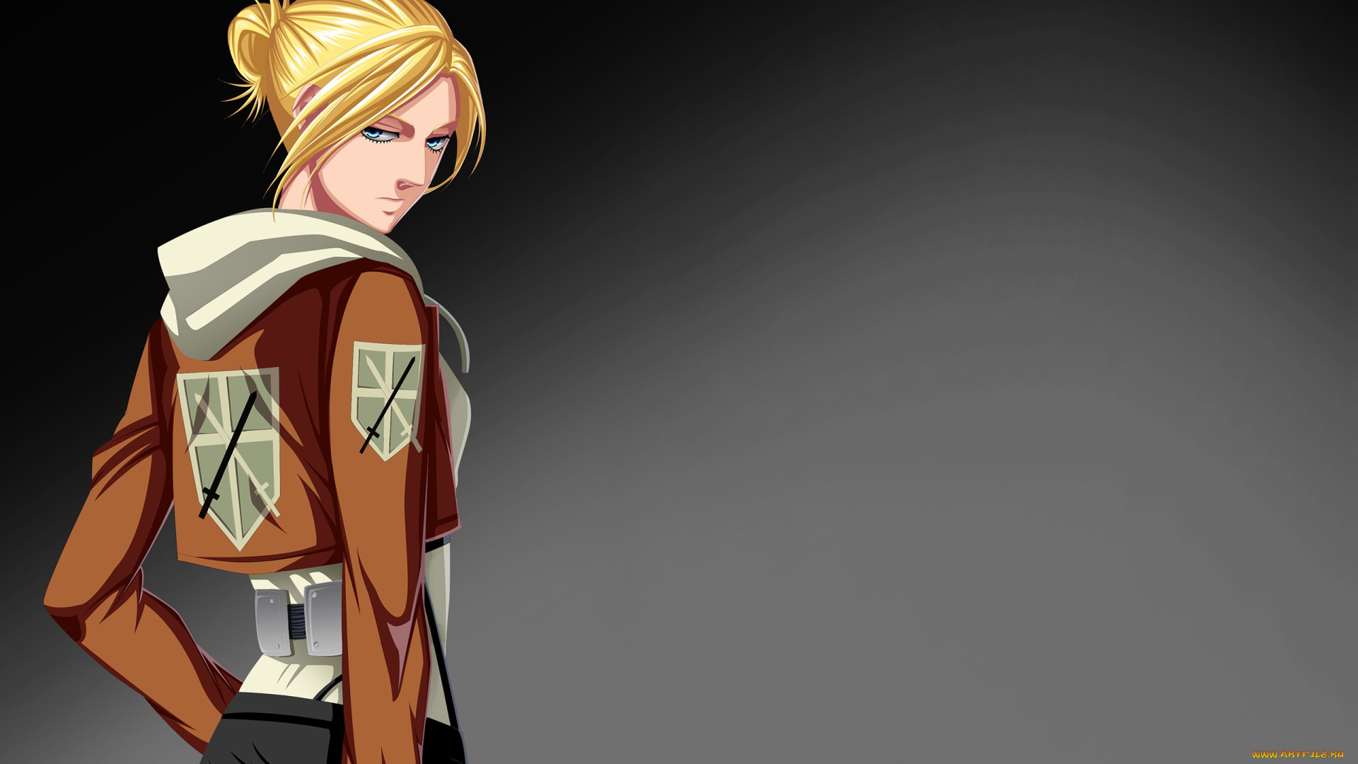 аниме, shingeki, no, kyojin, взгляд, девушка, фон