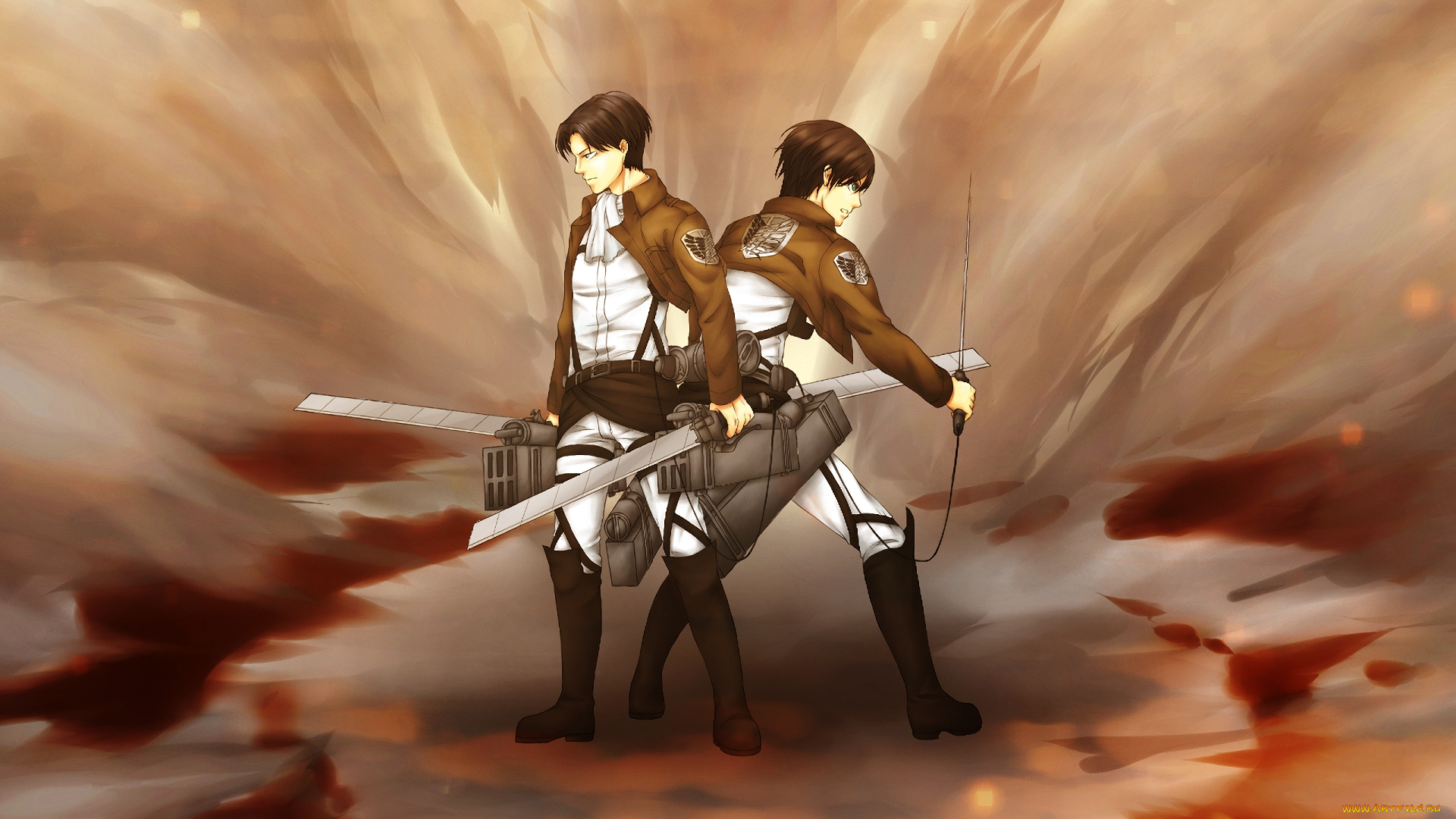 аниме, shingeki, no, kyojin, взгляд, фон, парень