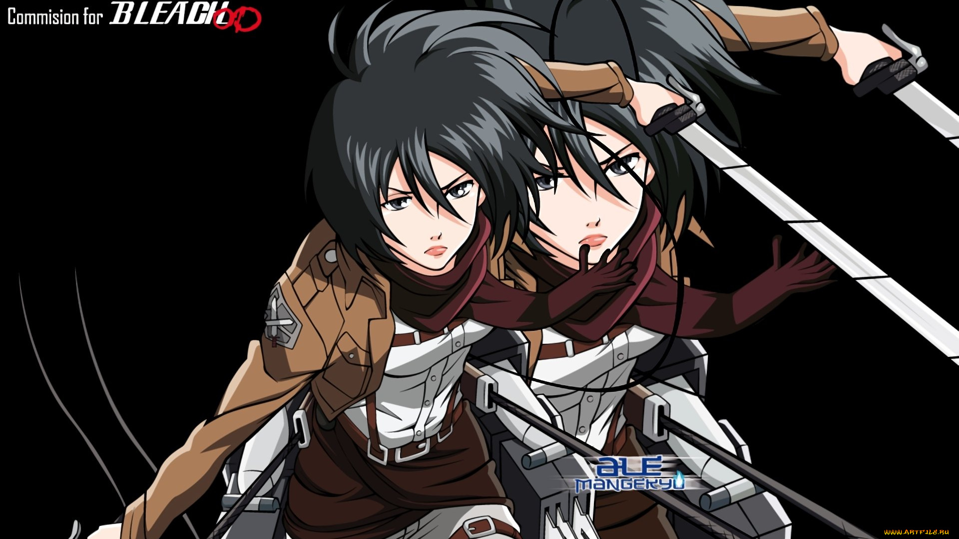 аниме, shingeki, no, kyojin, взгляд, фон, парень