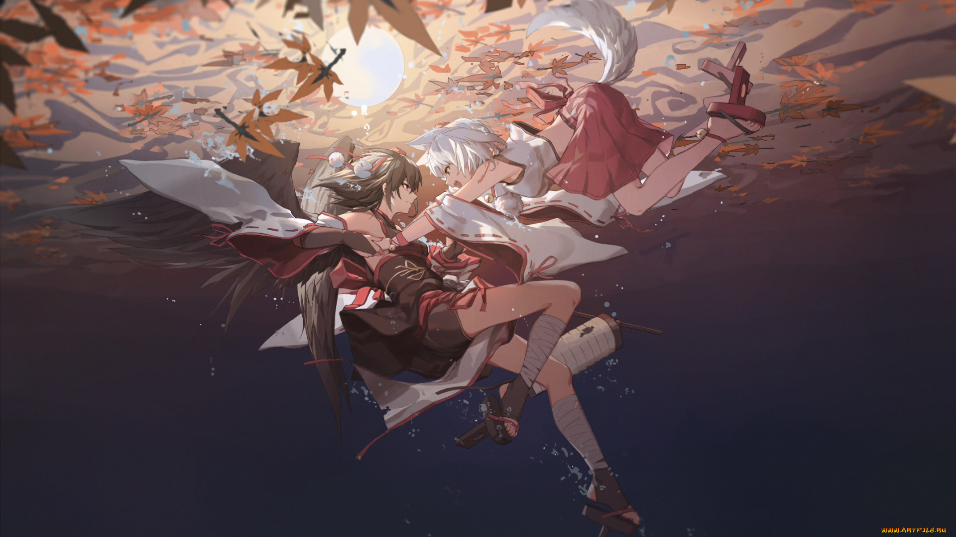 аниме, touhou, девушка, взгляд, фон