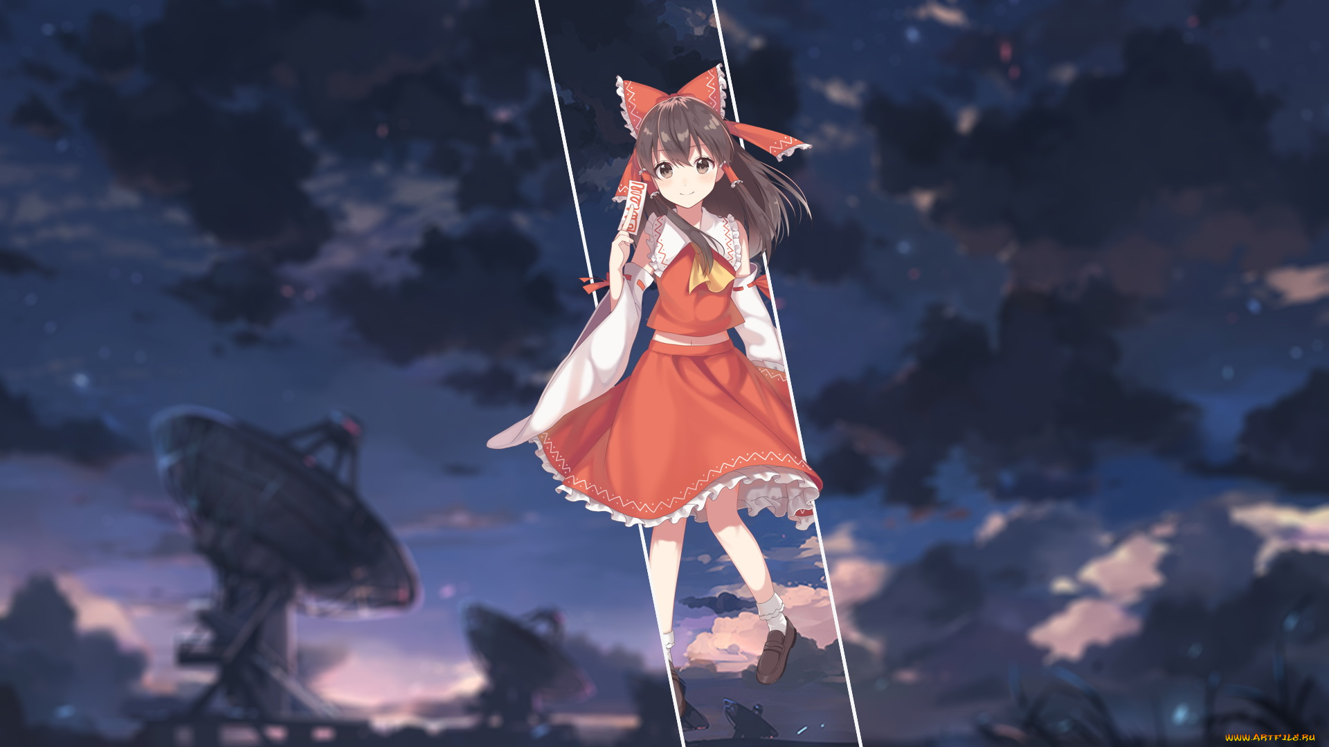 аниме, touhou, девушка, взгляд, фон