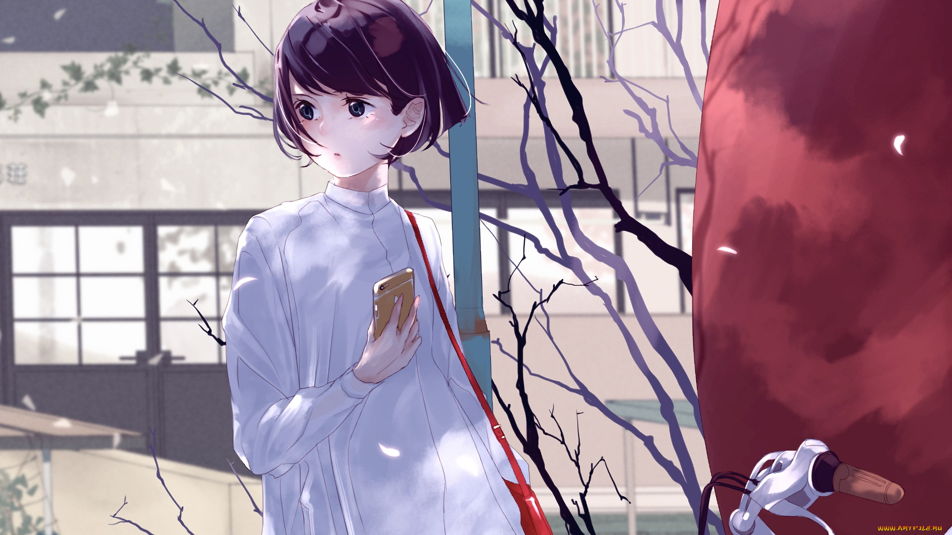 аниме, unknown, , другое, девушка, взгляд, фон