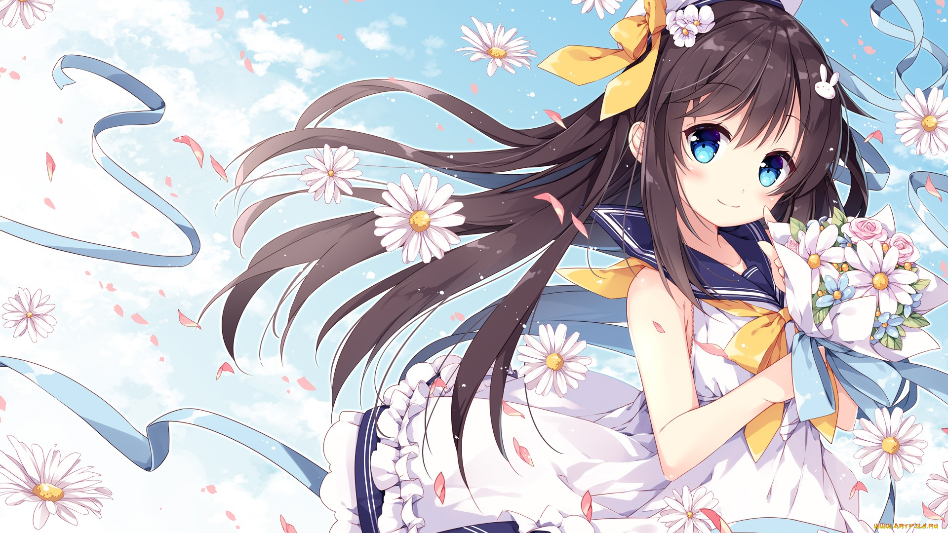 аниме, unknown, , другое, девушка, взгляд, фон