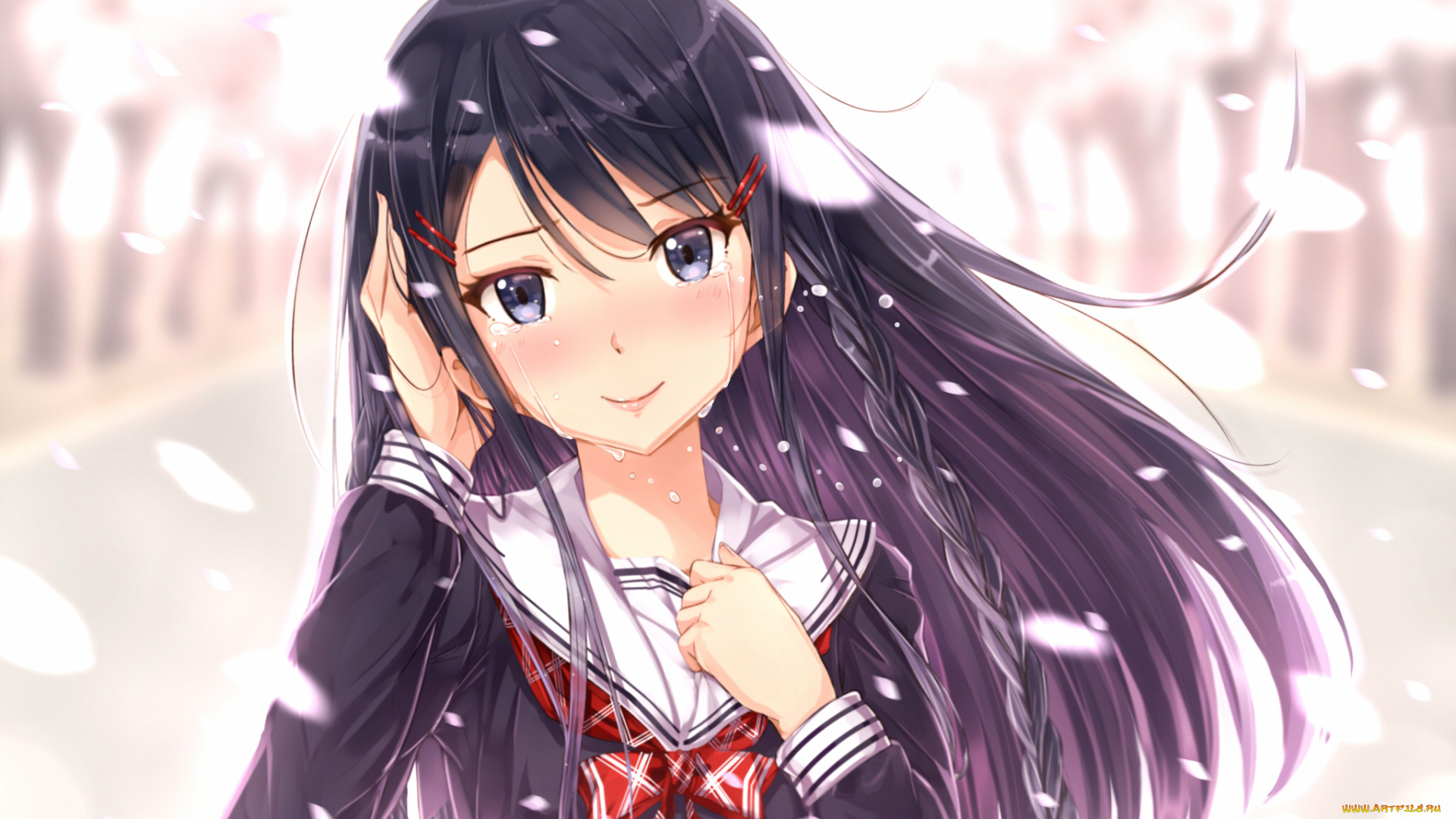 аниме, unknown, , другое, девушка, взгляд, фон