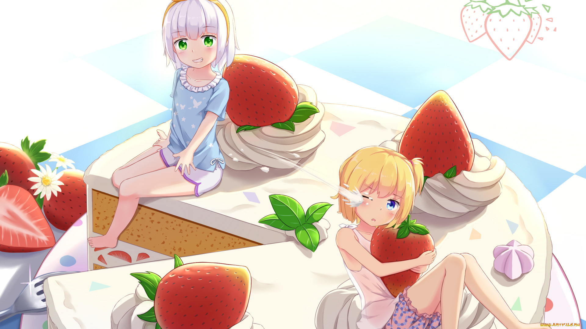 аниме, unknown, , другое, девушки, фон, взгляд