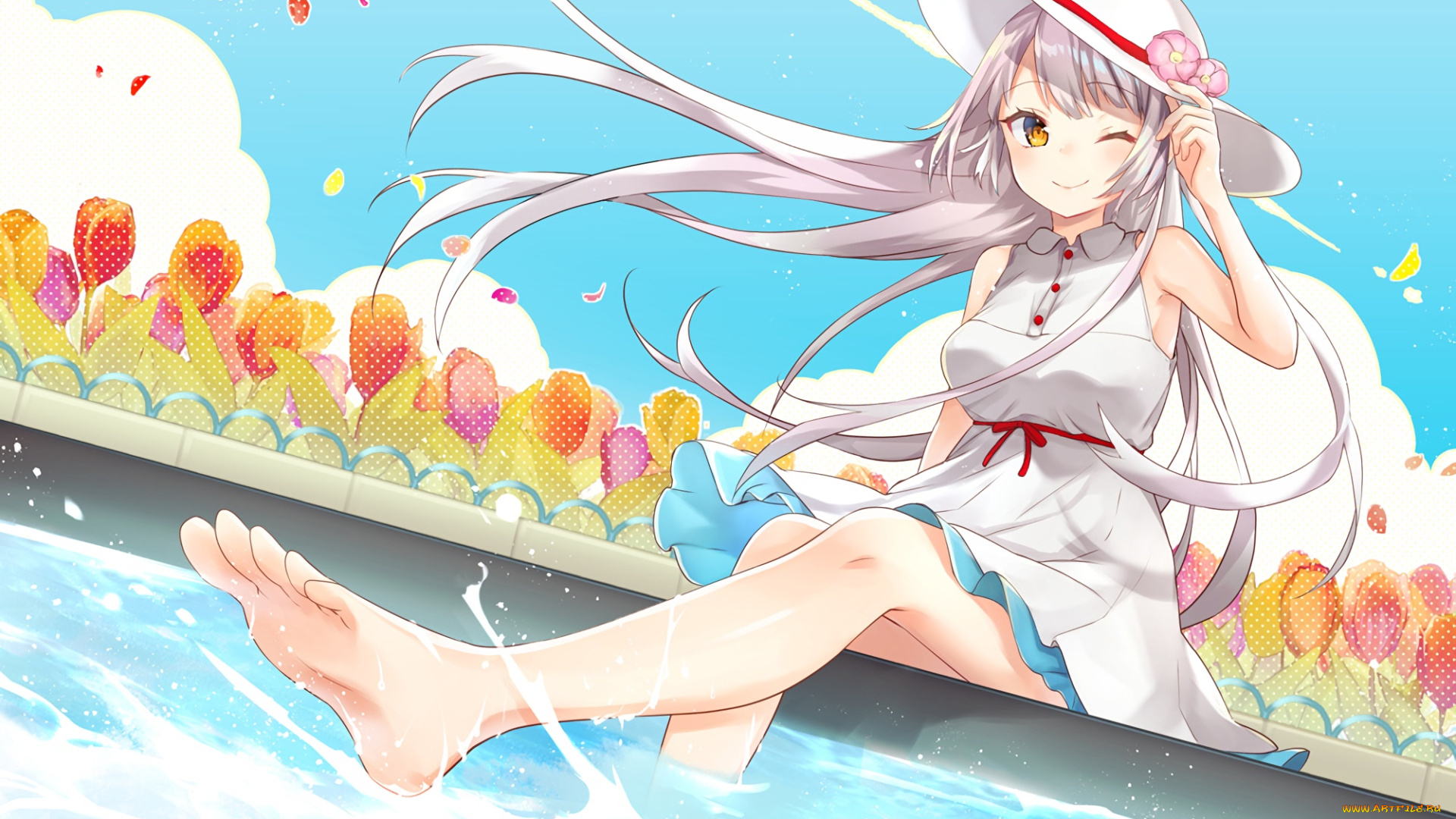 аниме, unknown, , другое, фон, взгляд, девушка