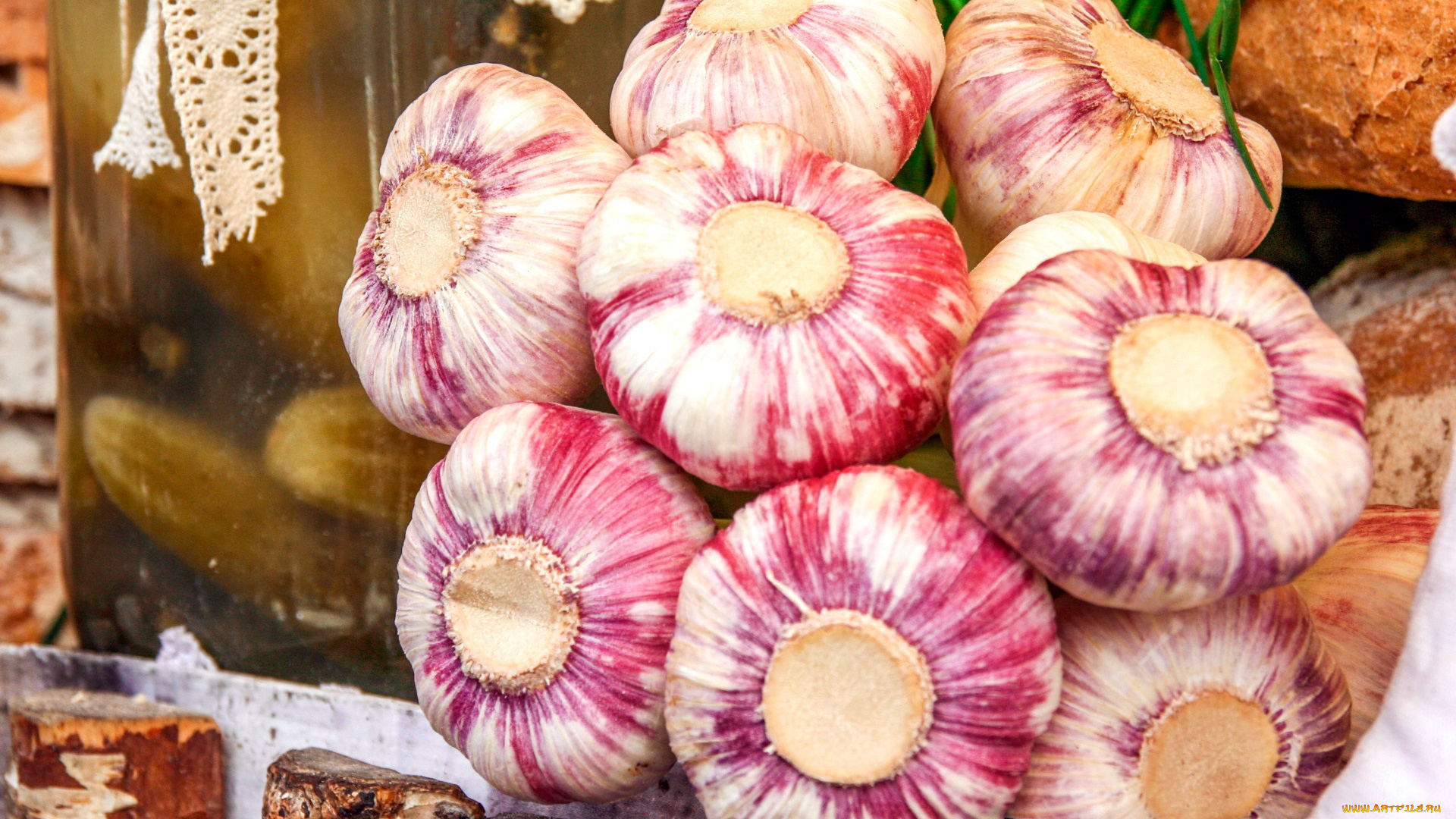 еда, Чеснок, макро, головки, свежий