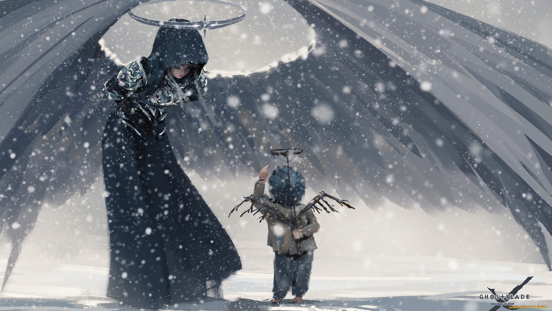 фэнтези, ангелы, wlop