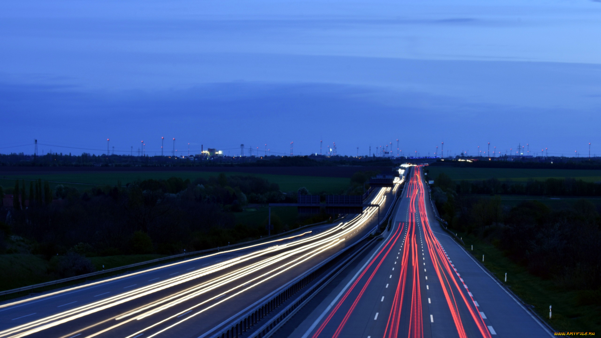 природа, дороги, вечер, разметка, шоссе