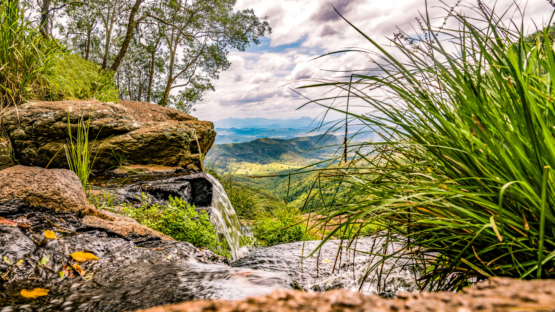 природа, водопады, водопад, река, лес