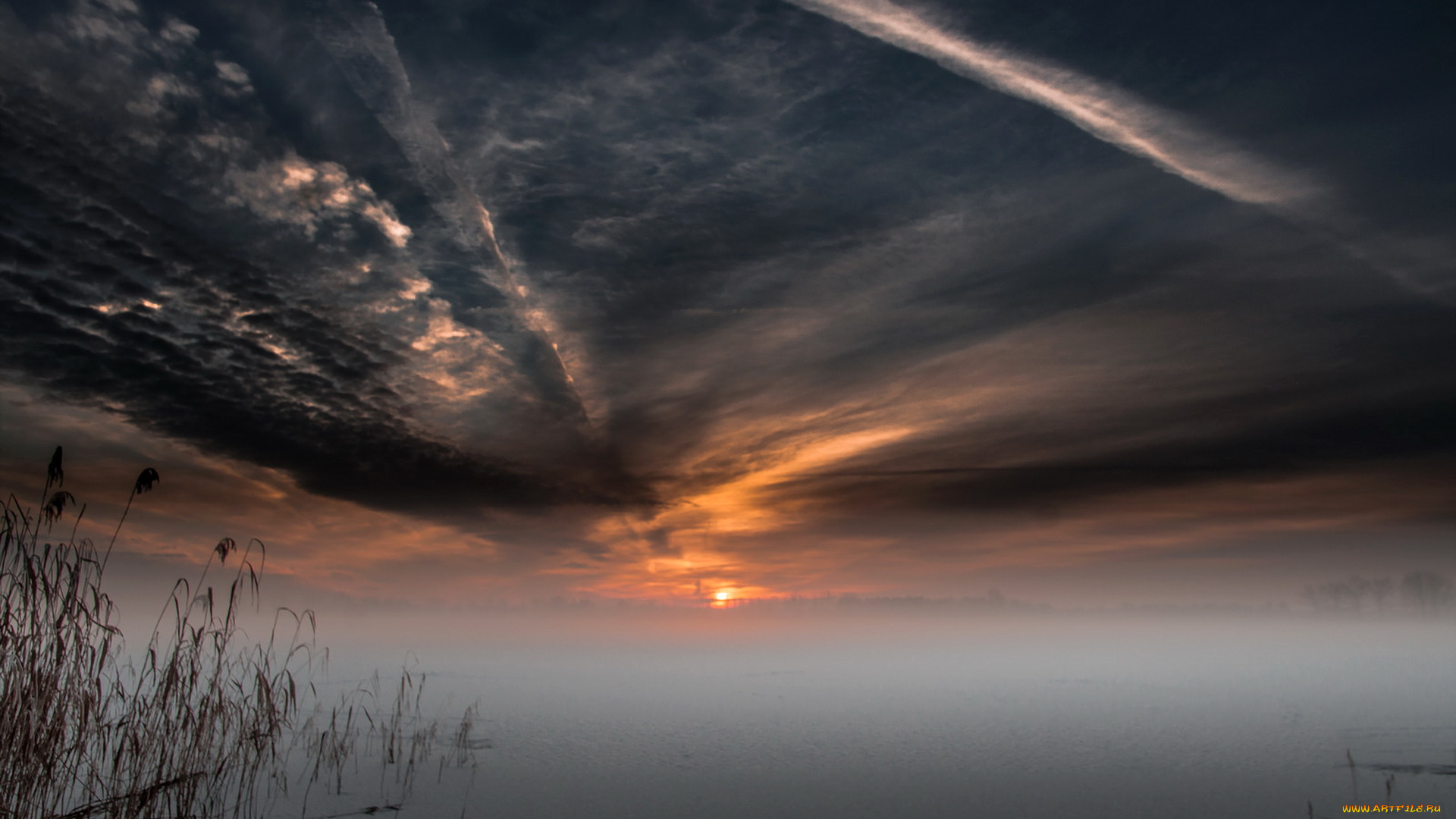 природа, восходы, закаты, небо, туман, ночь