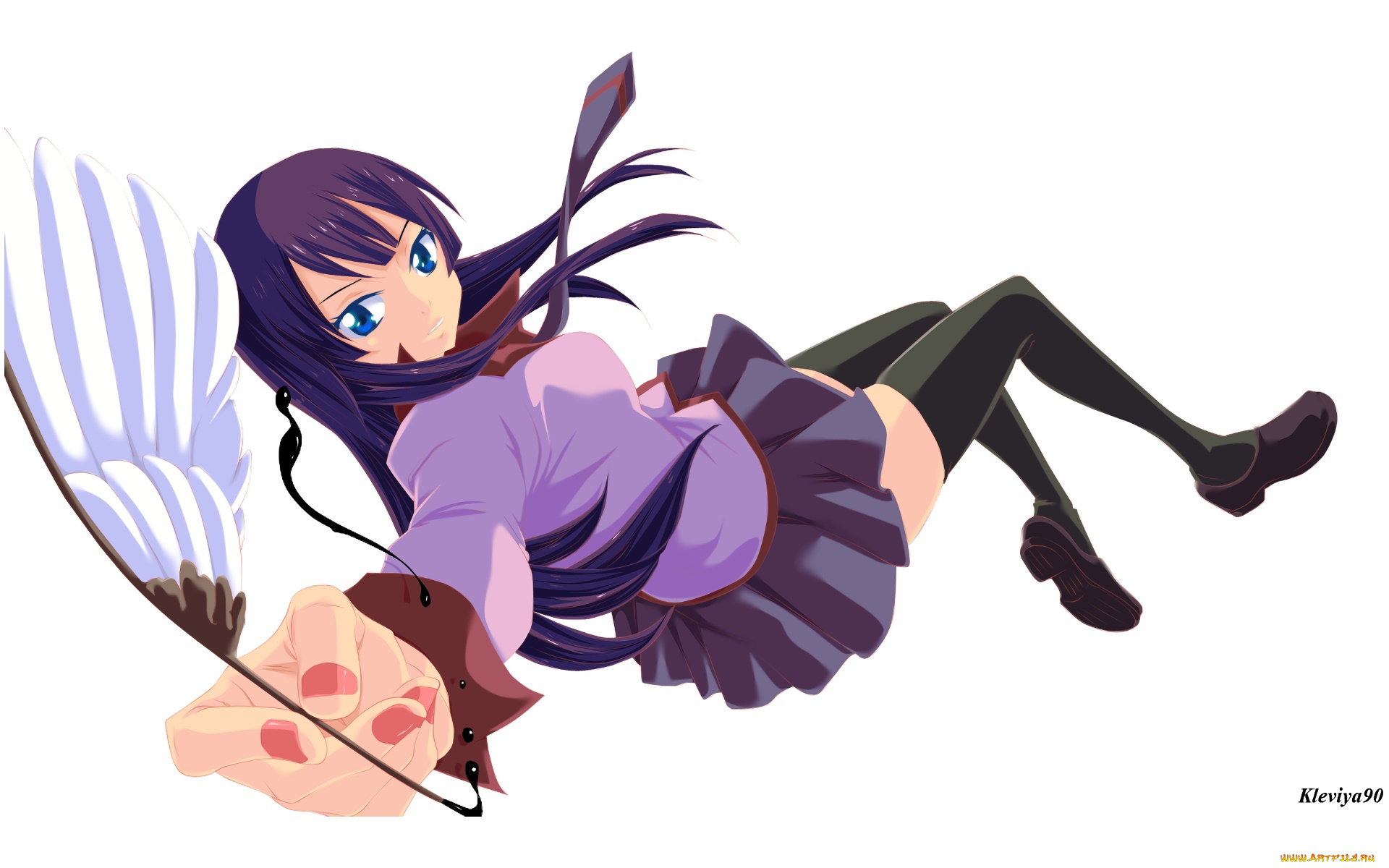 аниме, bakemonogatari, фон, взгляд, девушка